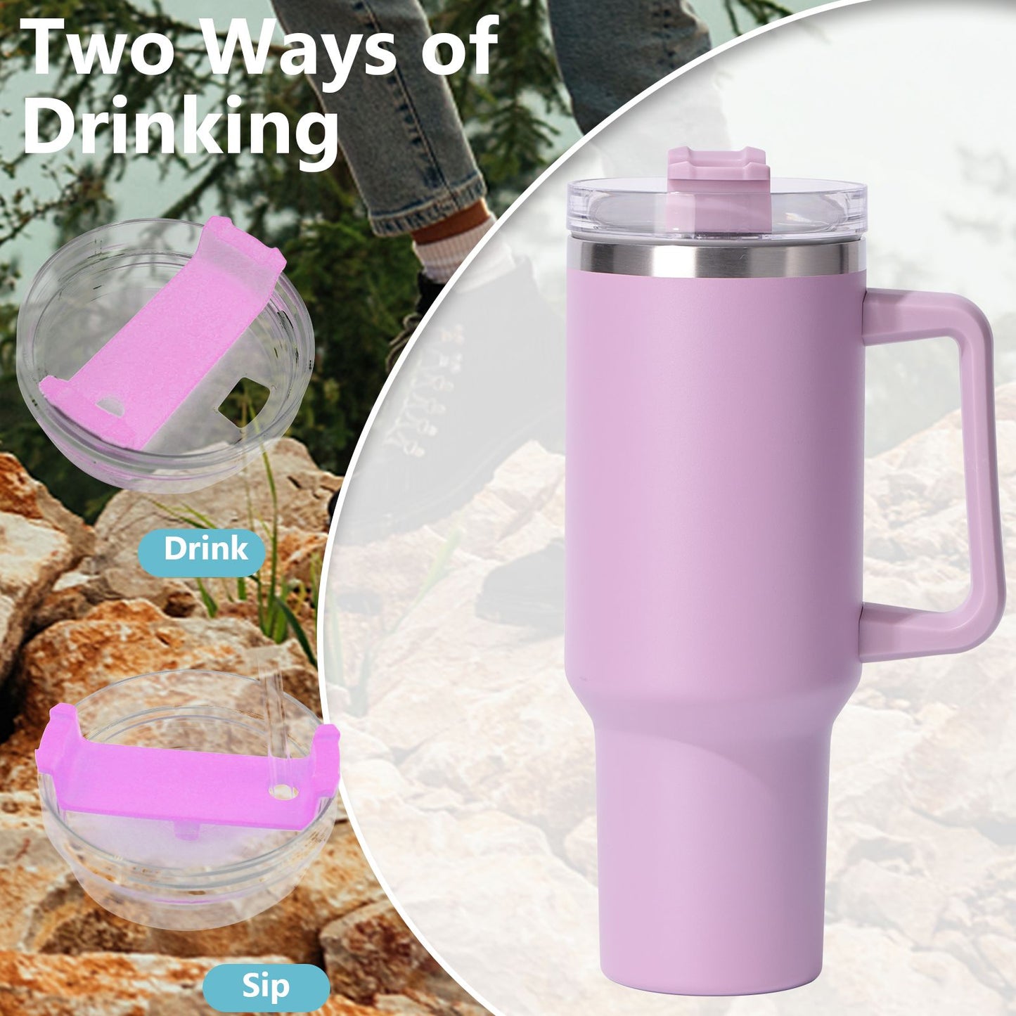 40oz large capacity tumbler, With Handle And Straw Lid, Insulated Reusable Stainless Steel Water Bottles Travel Mug Coffee Cup car cup water cup For Men Women Outdoor Camping Driving, gift - Premium Water Bottles from Doba - Just $31.60! Shop now at Handbags Specialist Headquarter