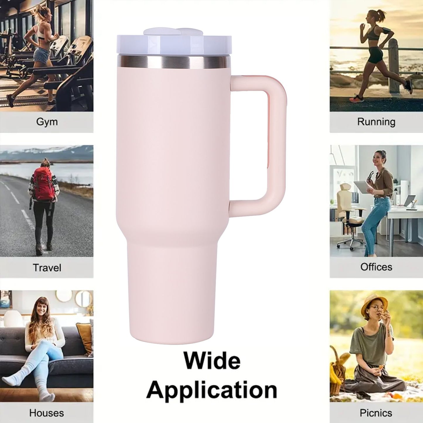 40oz V2 large capacity tumbler, With Handle And Straw Lid, Insulated Reusable Stainless Steel Water Bottles Travel Mug Coffee Cup car cup water cup For Men Women Outdoor Camping Driving, gift - Premium Water Bottles from Doba - Just $31.60! Shop now at Handbags Specialist Headquarter