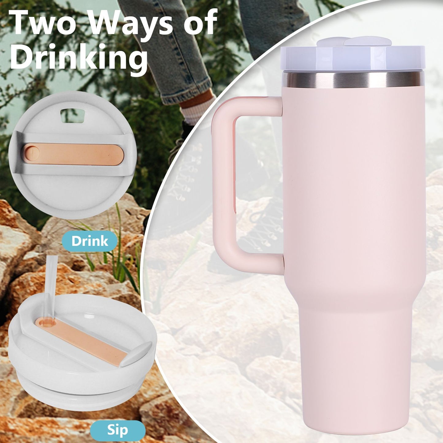 40oz V2 large capacity tumbler, With Handle And Straw Lid, Insulated Reusable Stainless Steel Water Bottles Travel Mug Coffee Cup car cup water cup For Men Women Outdoor Camping Driving, gift - Premium Water Bottles from Doba - Just $31.60! Shop now at Handbags Specialist Headquarter