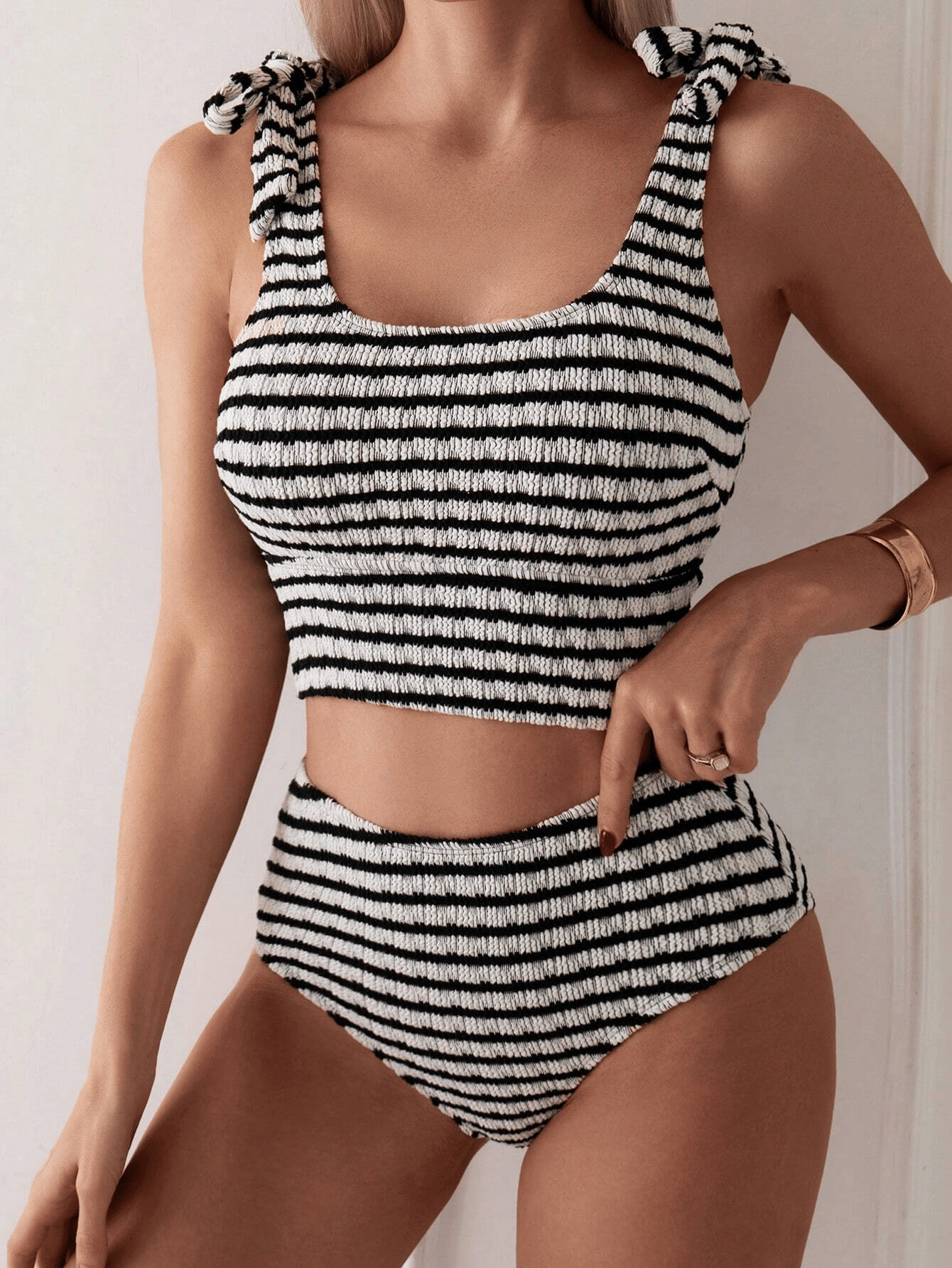 Women's two-piece striped swimsuit - Premium Swimsuit Set from Doba - Just $30.28! Shop now at Handbags Specialist Headquarter