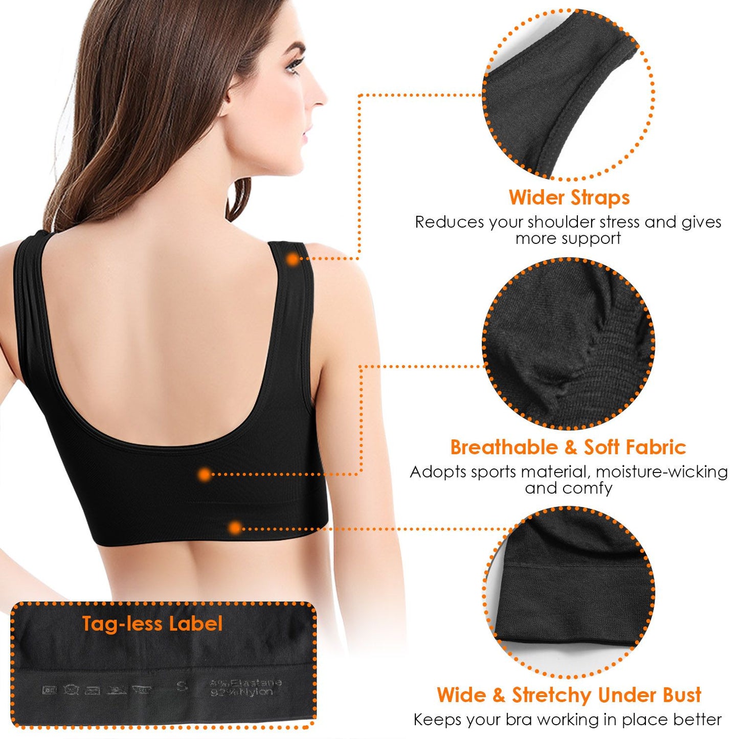 3 Pack Sport Bras For Women Seamless Wire free Bra Light Support Tank Tops For Fitness Workout Sports Yoga Sleep Wearing - Premium Tops from Doba - Just $32.50! Shop now at Handbags Specialist Headquarter