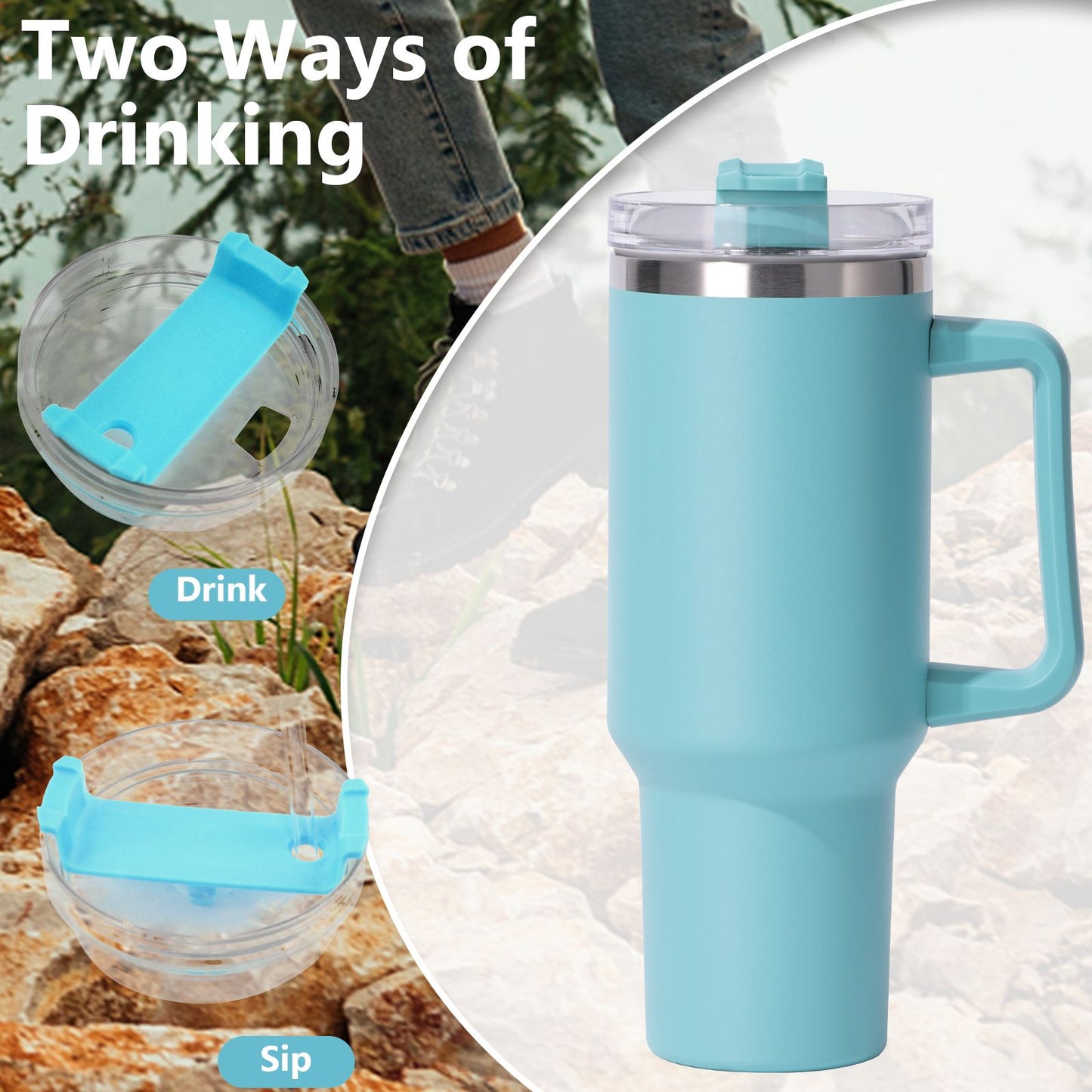 40oz large capacity tumbler, With Handle And Straw Lid, Insulated Reusable Stainless Steel Water Bottles Travel Mug Coffee Cup car cup water cup For Men Women Outdoor Camping Driving, gift - Premium Water Bottles from Doba - Just $31.60! Shop now at Handbags Specialist Headquarter