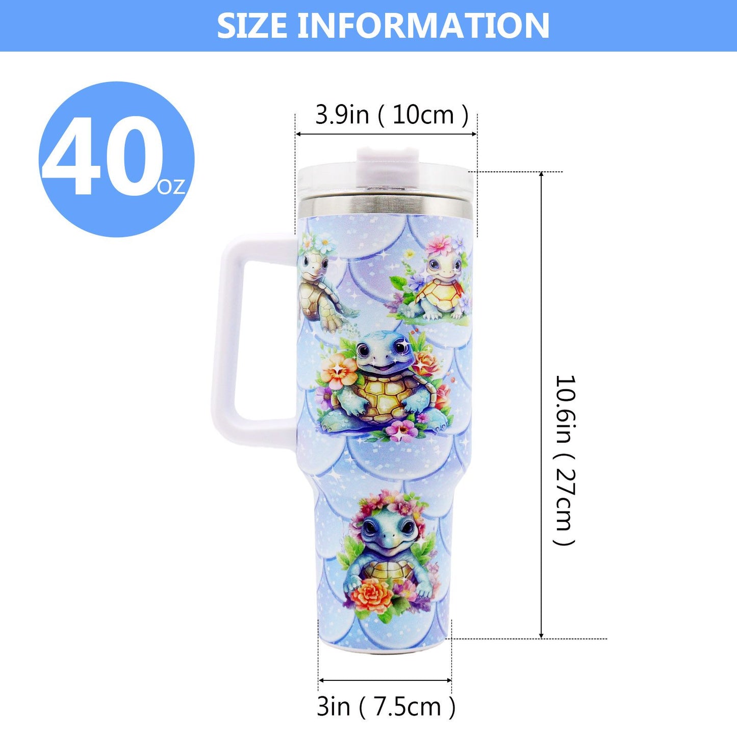 1pc 40oz Water Bottles,5D Little Turtle Series Tumbler,Large Capacity Stainless Steel Tumbler Insulation Cup With Lid And Straw For Women,Camping,Driving,skiing,Thermocoolers.Best Gift - Premium Water Bottles from Doba - Just $31.60! Shop now at Handbags Specialist Headquarter