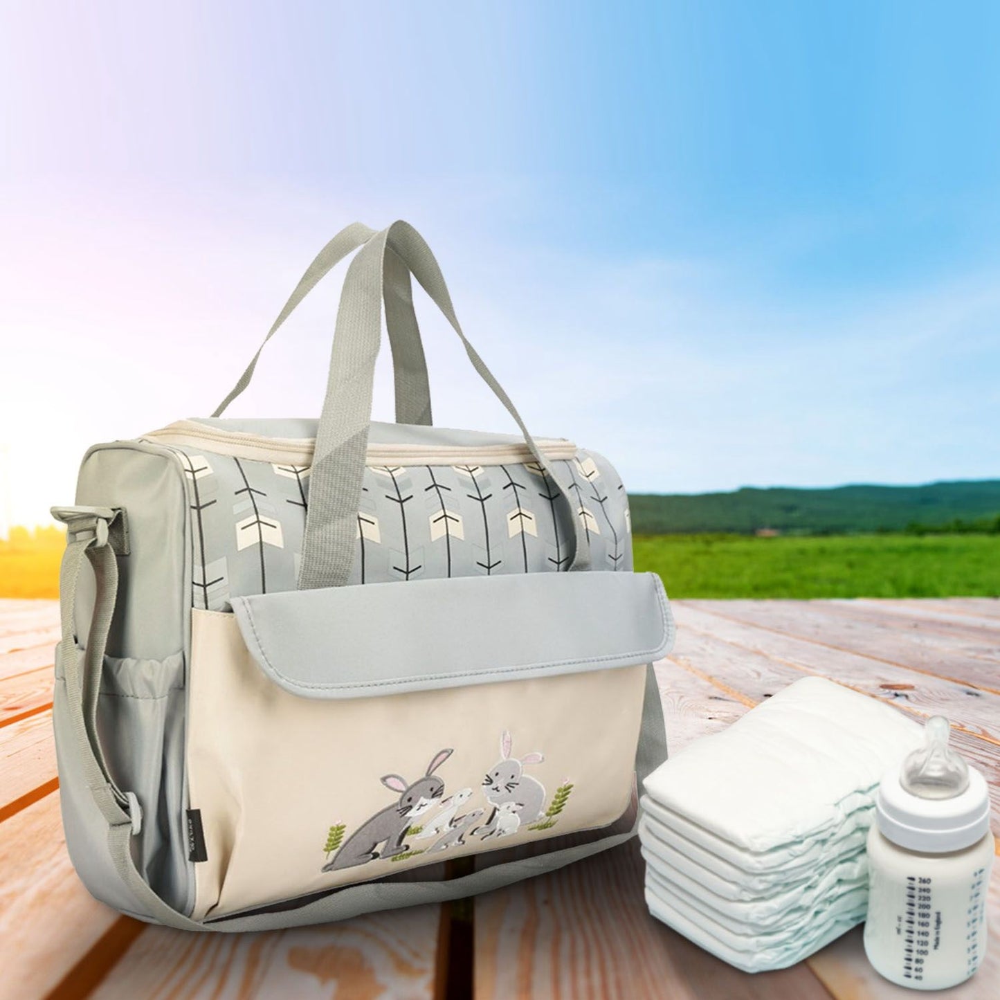 11Pcs Baby Nappy Diaper Bags Set for Mom Dad Mummy Shoulder Bags Multifunctional Diaper Handbags with Food Bag Bottle Bag Diaper Pad Burp Cloth 2 Hook Straps - Premium Diaper Bags Set from Doba - Just $112.54! Shop now at Handbags Specialist Headquarter
