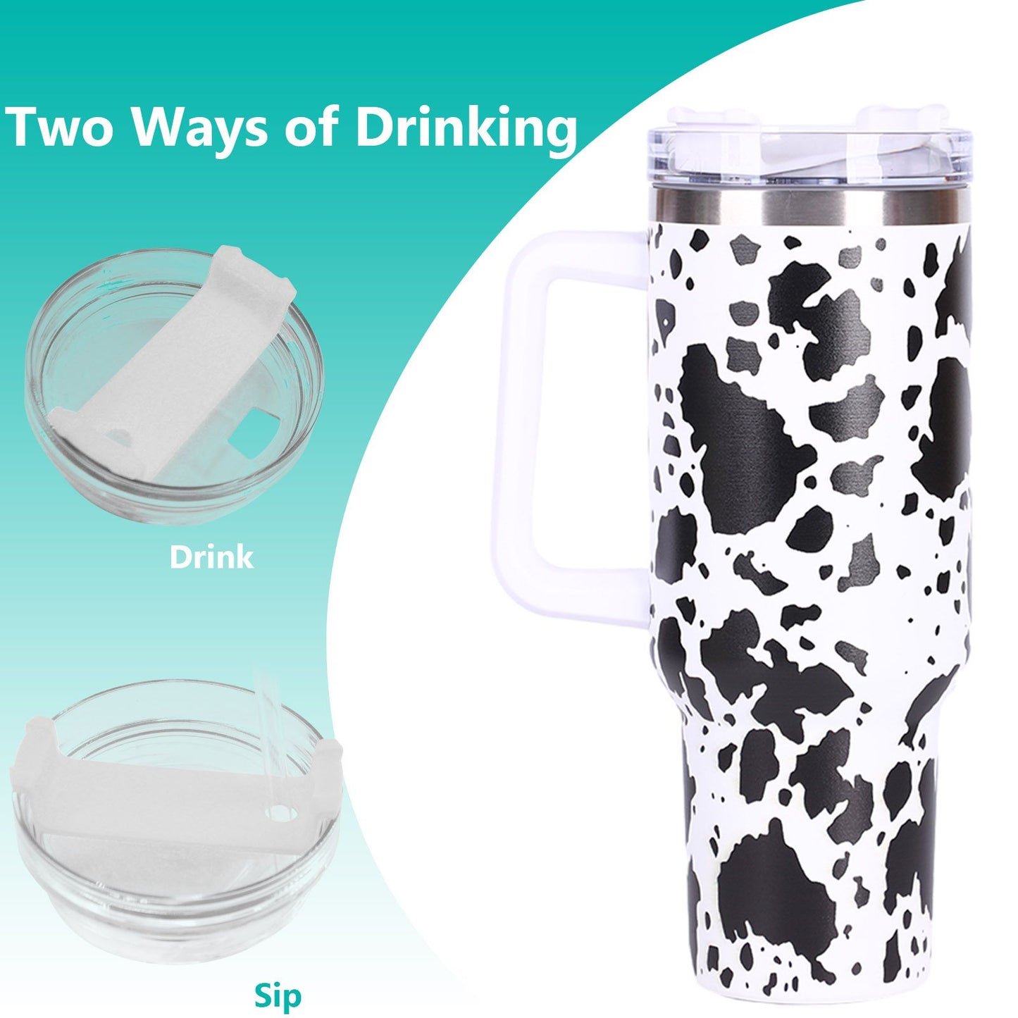 40oz 5D cowprint Insulated Tumbler With Handle And Straw Lid Portable Large Capacity water bottle, Heat preservation,304 Stainless Steel Cup For Outdoor Sports, Travel & Camping Birthday Gift - Premium Water Bottles from Doba - Just $39.48! Shop now at Handbags Specialist Headquarter