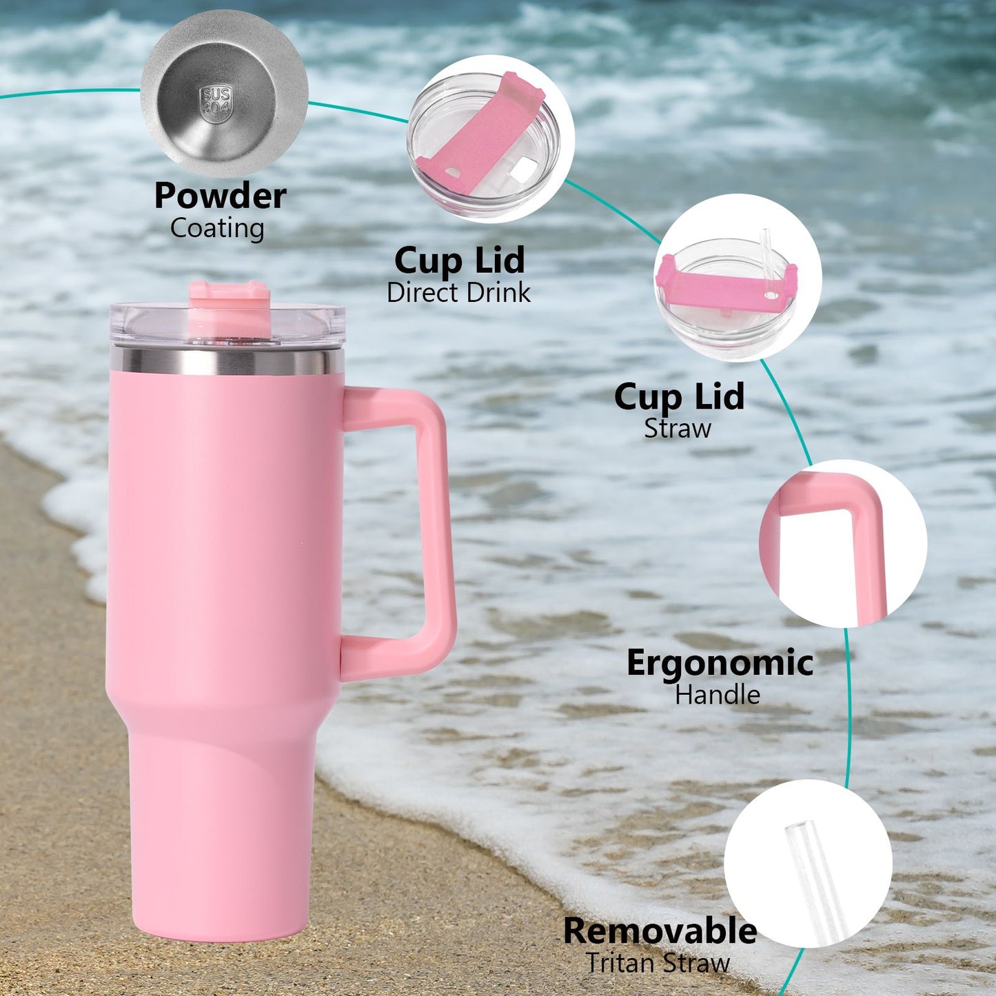 40oz large capacity tumbler, With Handle And Straw Lid, Insulated Reusable Stainless Steel Water Bottles Travel Mug Coffee Cup car cup water cup For Men Women Outdoor Camping Driving, gift - Premium Water Bottles from Doba - Just $31.60! Shop now at Handbags Specialist Headquarter