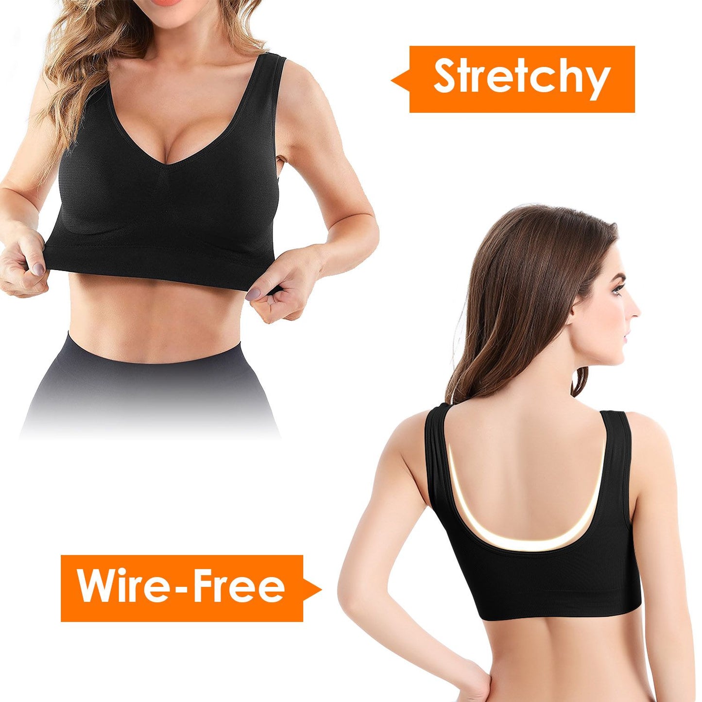 3 Pack Sport Bras For Women Seamless Wire free Bra Light Support Tank Tops For Fitness Workout Sports Yoga Sleep Wearing - Premium Tops from Doba - Just $32.50! Shop now at Handbags Specialist Headquarter