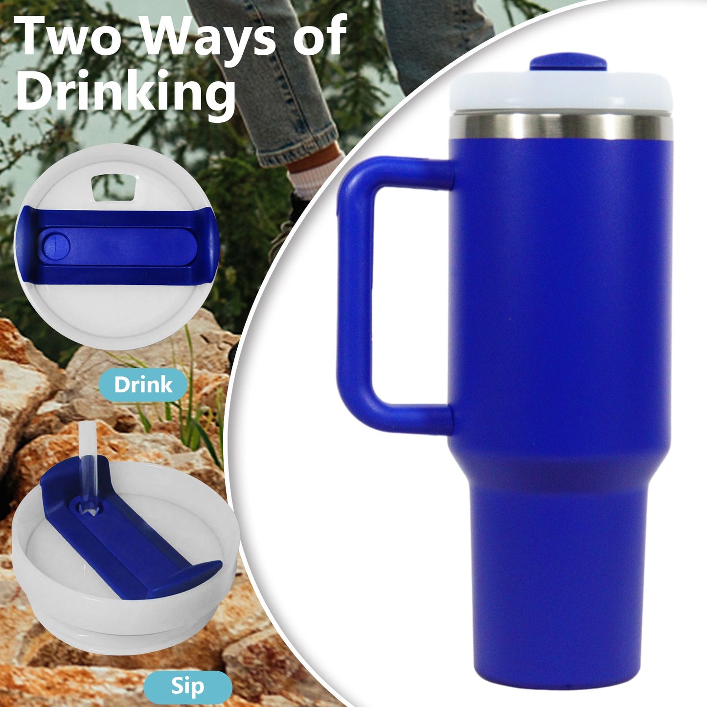 40oz V2 large capacity tumbler, With Handle And Straw Lid, Insulated Reusable Stainless Steel Water Bottles Travel Mug Coffee Cup car cup water cup For Men Women Outdoor Camping Driving, gift - Premium Water Bottles from Doba - Just $31.60! Shop now at Handbags Specialist Headquarter