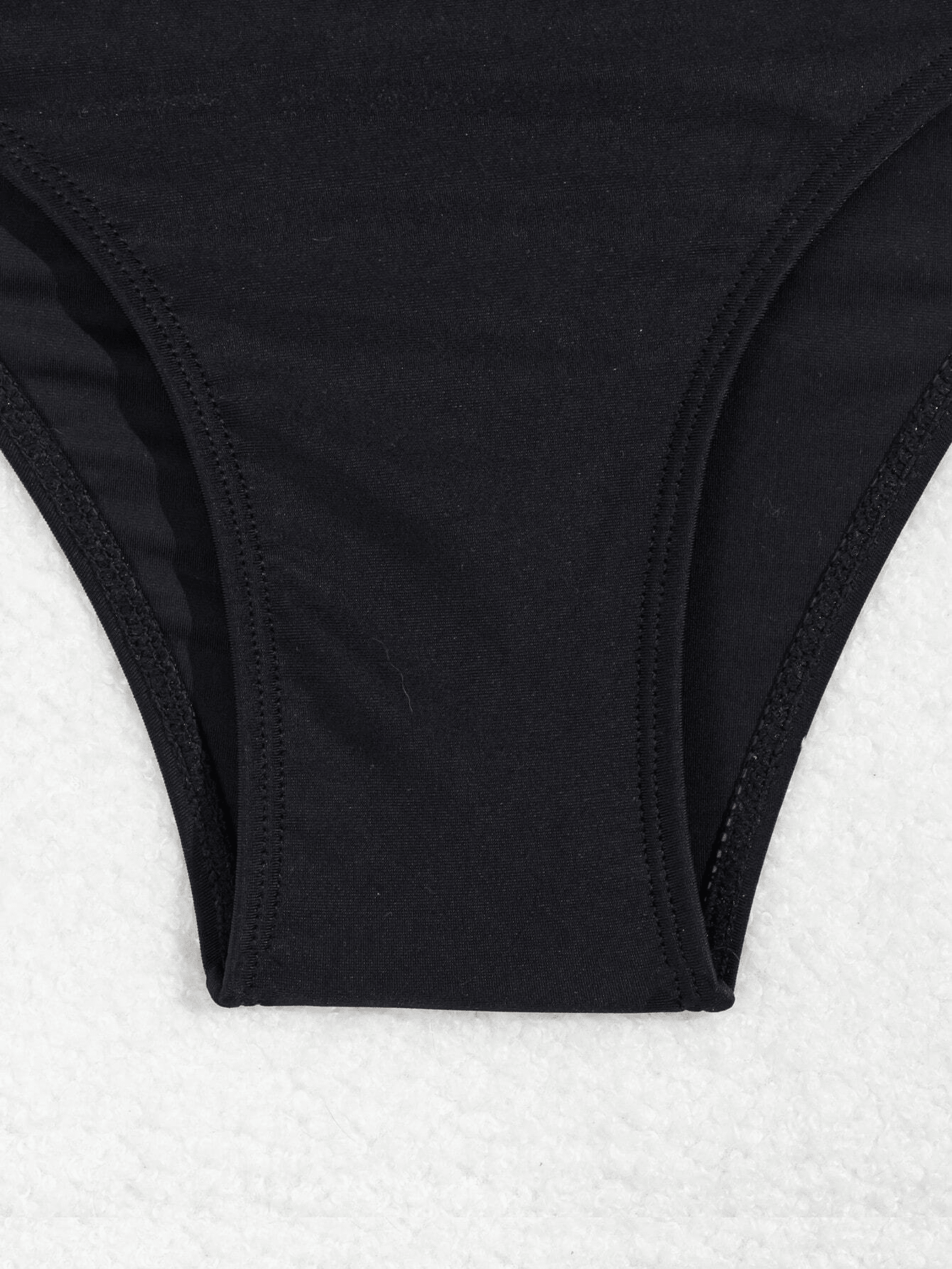 Women's black sexy two-piece quick-dry fabric bikini swimwear - Premium Swimsuit Set from Doba - Just $30.28! Shop now at Handbags Specialist Headquarter