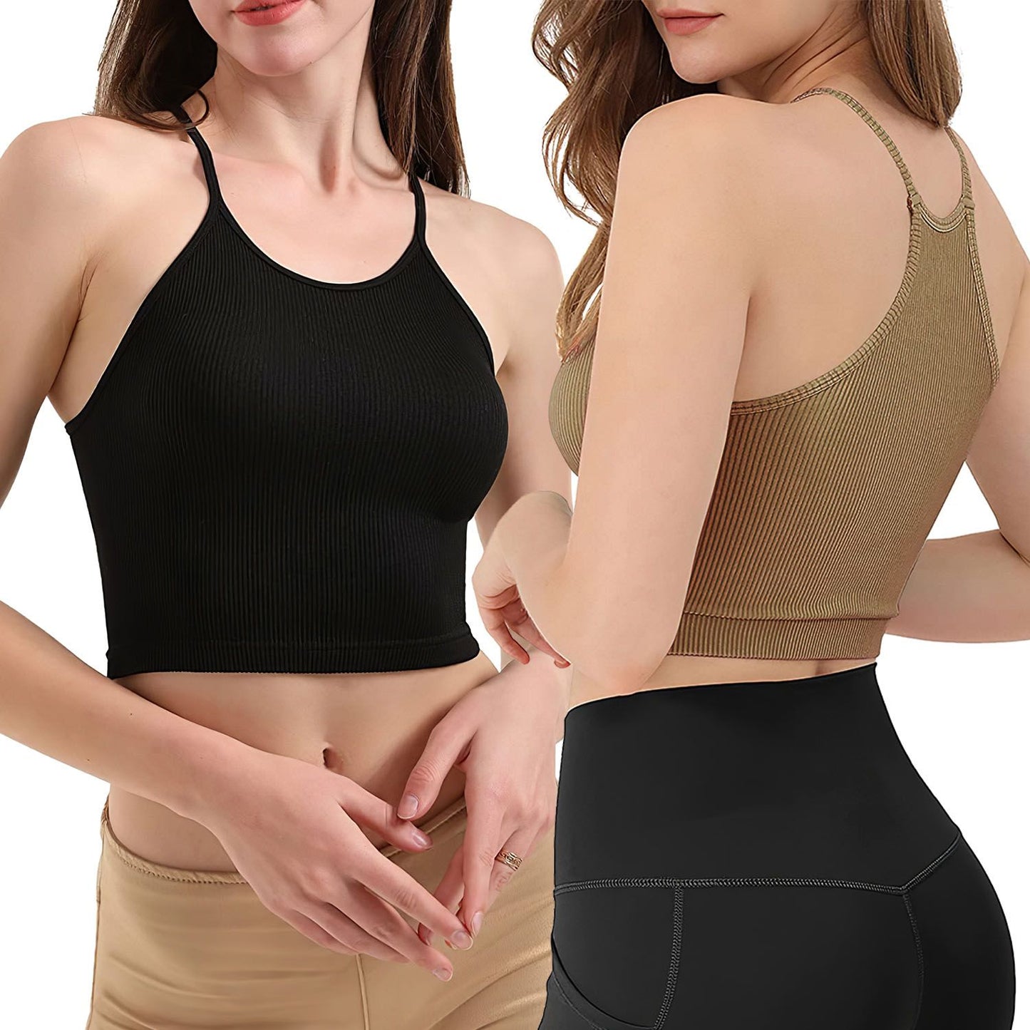 3 Pack Women Crop Basic Tank Top Ribbed Knit Sleeveless Round Neck 9 Color Machine Wash Summer Crop S to XL - Premium Tops from Doba - Just $55.80! Shop now at Handbags Specialist Headquarter