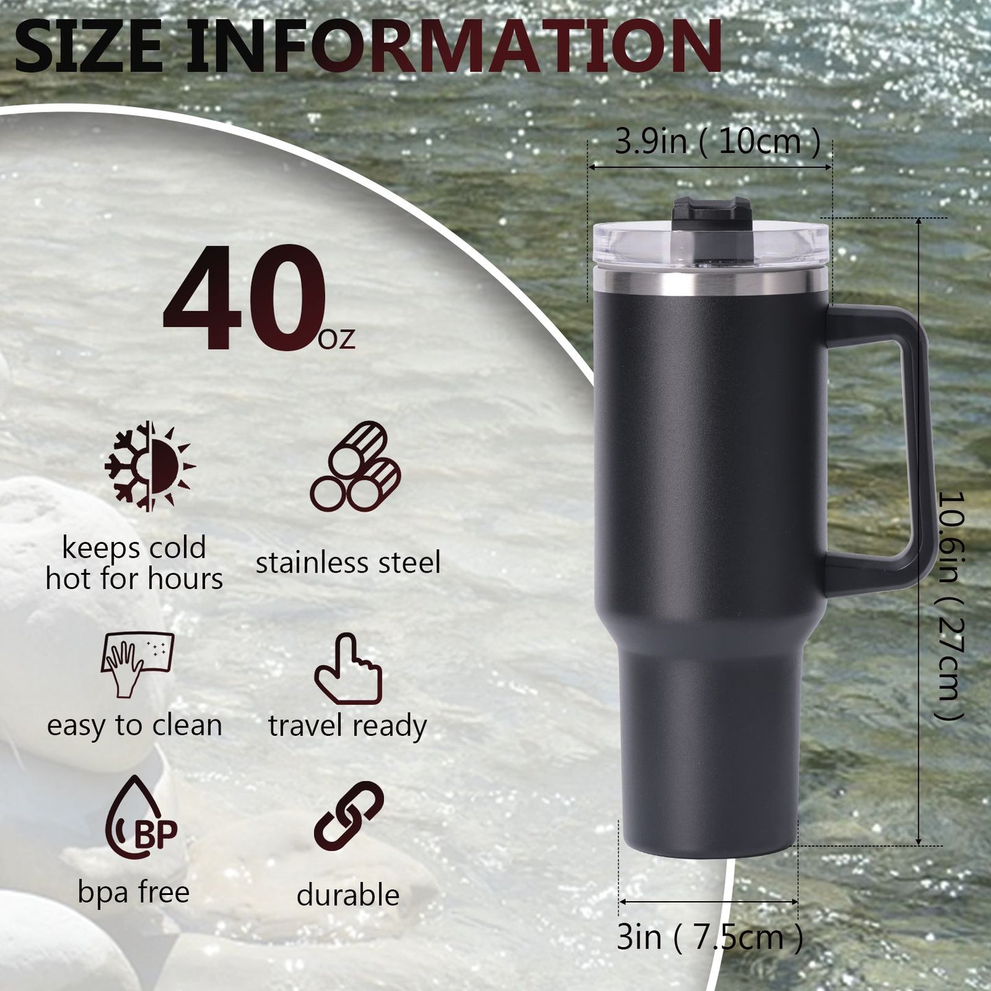 40oz large capacity tumbler With Handle And Straw Lid, Insulated Reusable Stainless Steel Water Bottles Travel Mug Coffee Cup car cup water cup For Men Women Outdoor Camping Driving, gift - Premium Water Bottles from Doba - Just $31.60! Shop now at Handbags Specialist Headquarter