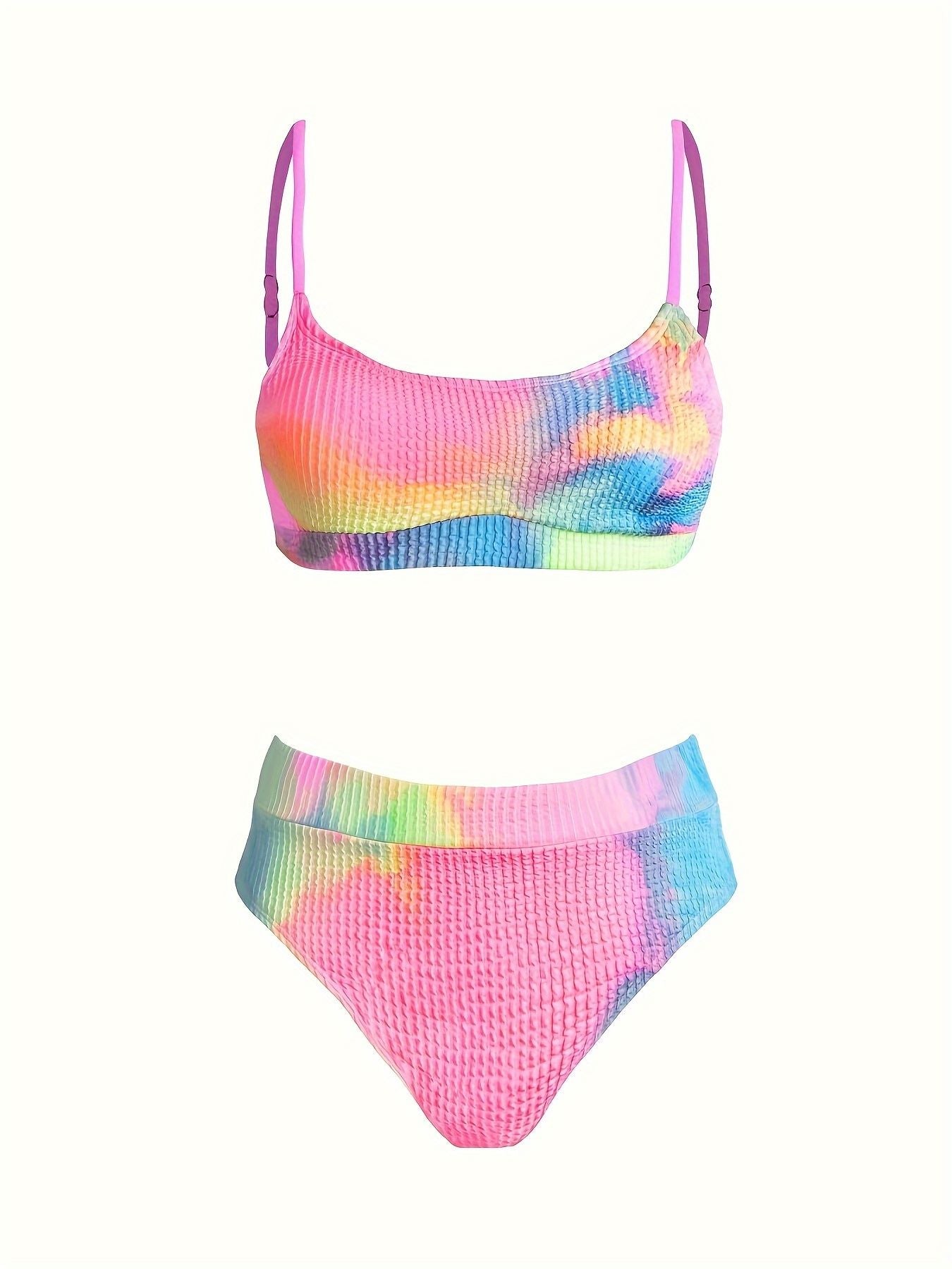 New women's tie dye rainbow bikini two-piece swimsuit set, sexy and fresh style - Premium Swimsuit Set from Doba - Just $29.48! Shop now at Handbags Specialist Headquarter