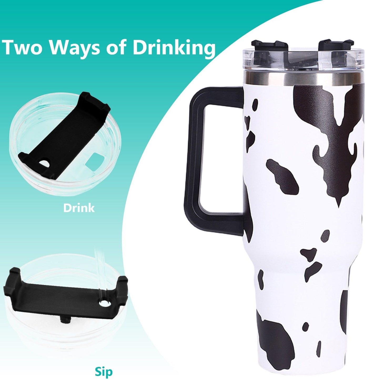 40oz 5D cowprint Insulated Tumbler With Handle And Straw Lid Portable Large Capacity water bottle, Heat preservation,304 Stainless Steel Cup For Outdoor Sports, Travel & Camping Birthday Gift - Premium Water Bottles from Doba - Just $39.48! Shop now at Handbags Specialist Headquarter
