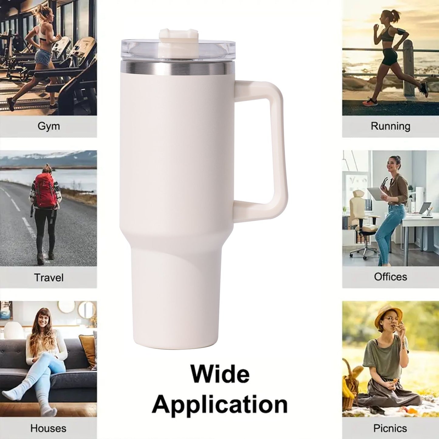40oz large capacity tumbler, With Handle And Straw Lid, Insulated Reusable Stainless Steel Water Bottles Travel Mug Coffee Cup car cup water cup For Men Women Outdoor Camping Driving, gift - Premium Water Bottles from Doba - Just $31.60! Shop now at Handbags Specialist Headquarter