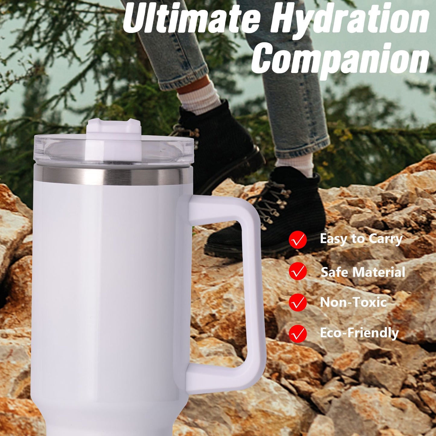 40oz large capacity tumbler With Handle And Straw Lid, Insulated Reusable Stainless Steel Water Bottles Travel Mug Coffee Cup car cup water cup For Men Women Outdoor Camping Driving, gift - Premium Water Bottles from Doba - Just $31.60! Shop now at Handbags Specialist Headquarter