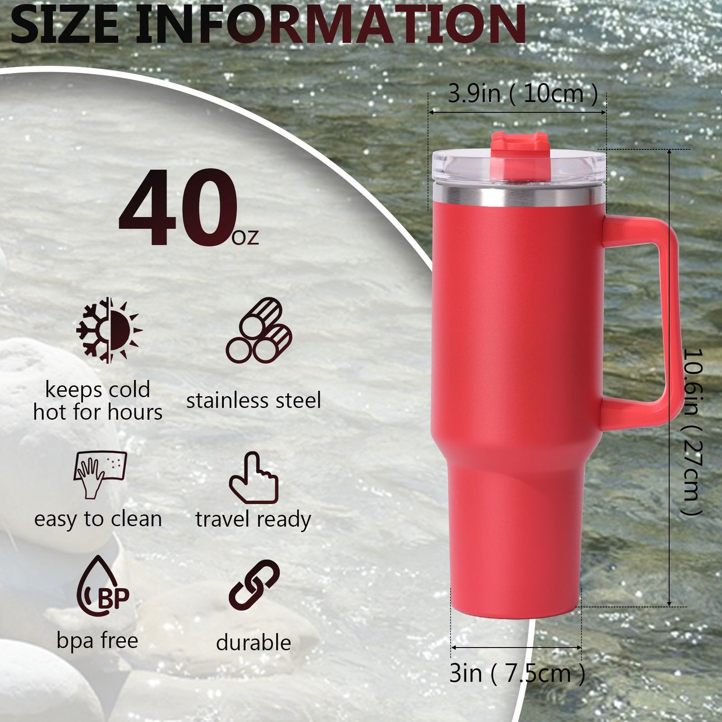 40oz large capacity tumbler, With Handle And Straw Lid, Insulated Reusable Stainless Steel Water Bottles Travel Mug Coffee Cup car cup water cup For Men Women Outdoor Camping Driving, gift - Premium Water Bottles from Doba - Just $31.60! Shop now at Handbags Specialist Headquarter