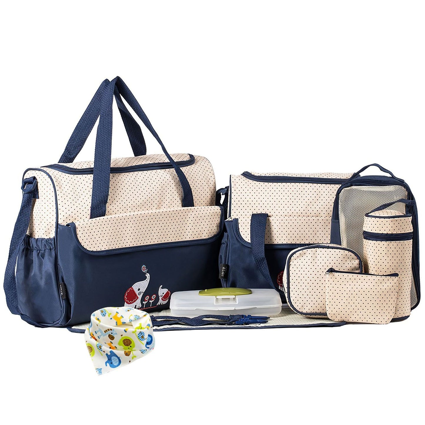 11Pcs Baby Nappy Diaper Bags Set for Mom Dad Mummy Shoulder Bags Multifunctional Diaper Handbags with Food Bag Bottle Bag Diaper Pad Burp Cloth 2 Hook Straps - Premium Diaper Bags Set from Doba - Just $112.54! Shop now at Handbags Specialist Headquarter