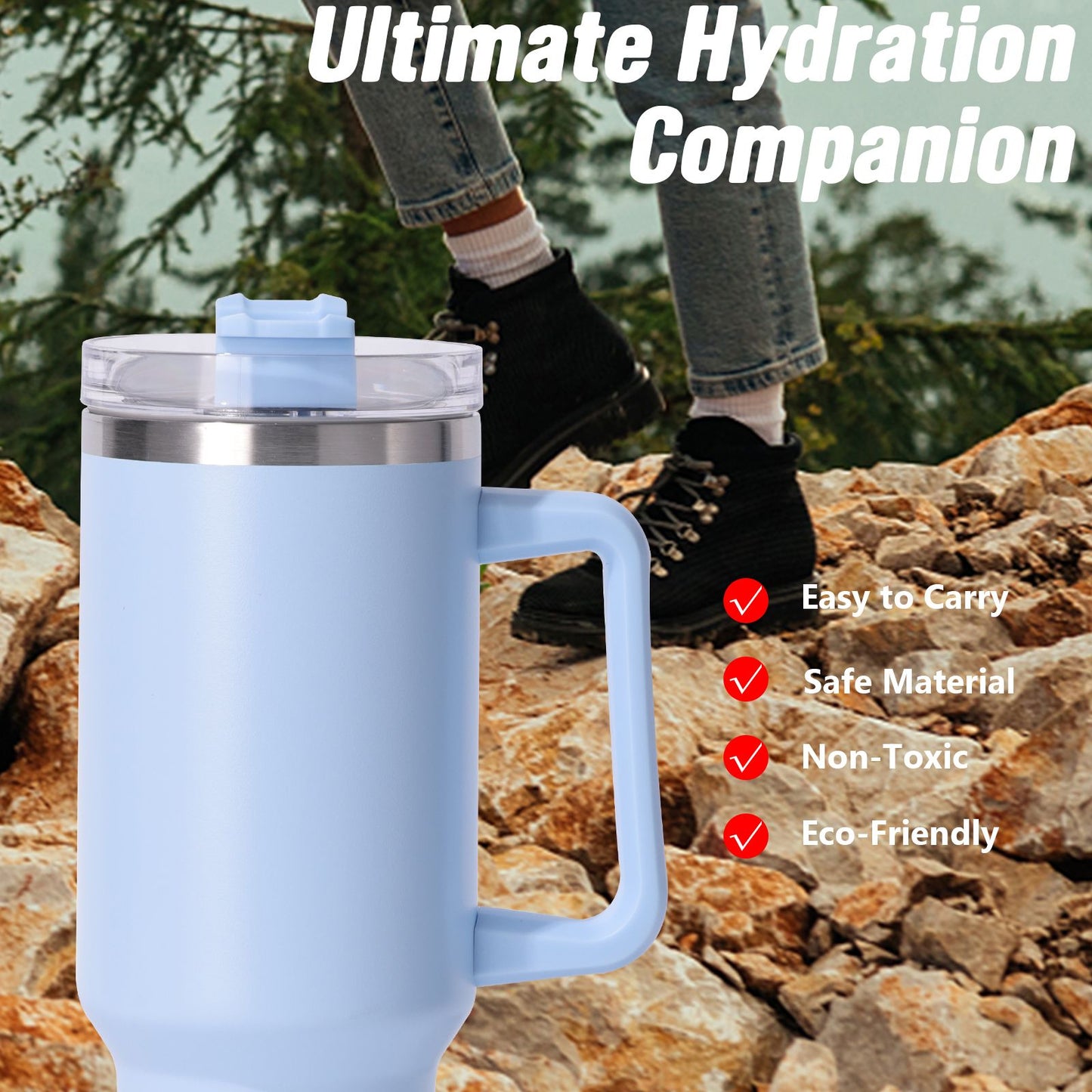 40oz large capacity tumbler, With Handle And Straw Lid, Insulated Reusable Stainless Steel Water Bottles Travel Mug Coffee Cup car cup water cup For Men Women Outdoor Camping Driving, gift - Premium Water Bottles from Doba - Just $31.60! Shop now at Handbags Specialist Headquarter