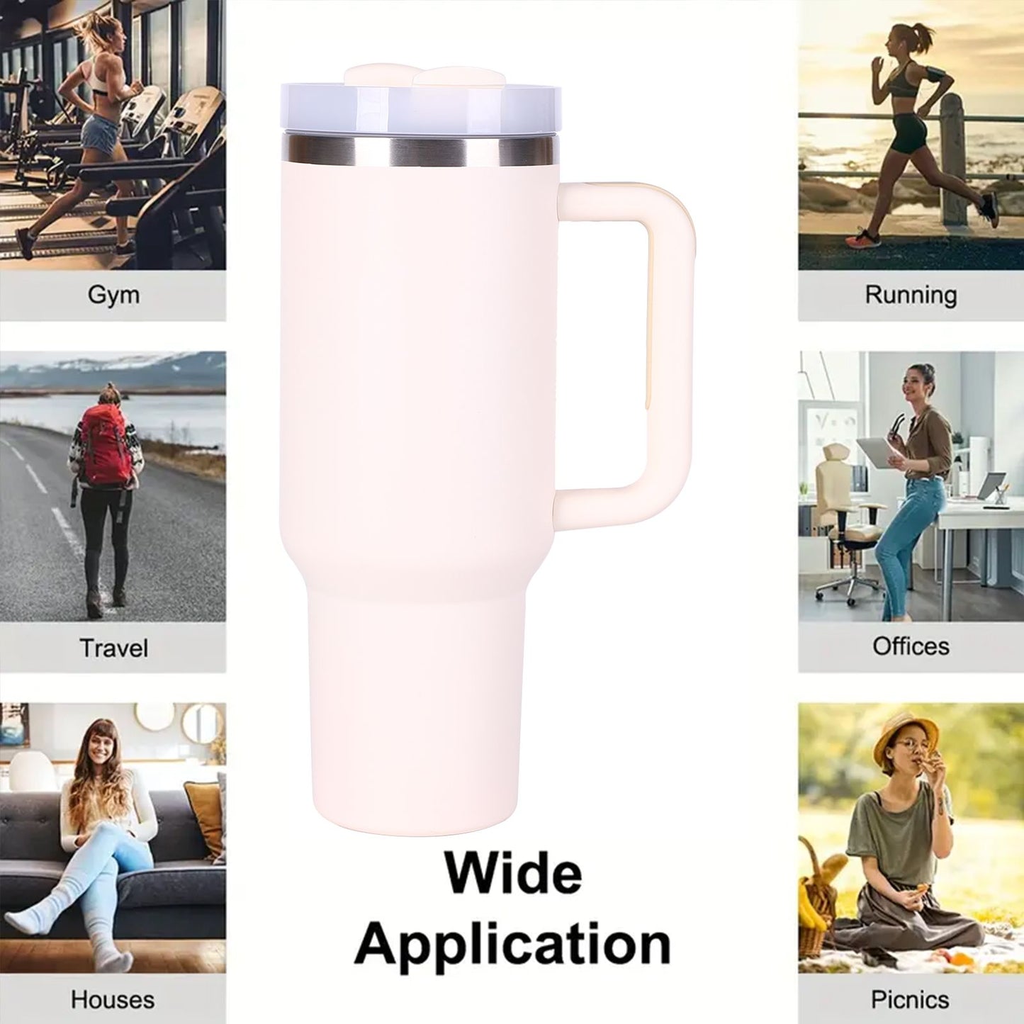 40oz V2 large capacity tumbler, With Handle And Straw Lid, Insulated Reusable Stainless Steel Water Bottles Travel Mug Coffee Cup car cup water cup For Men Women Outdoor Camping Driving, gift - Premium Water Bottles from Doba - Just $31.60! Shop now at Handbags Specialist Headquarter