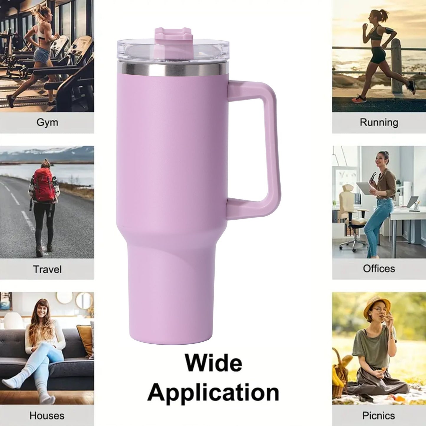 40oz large capacity tumbler, With Handle And Straw Lid, Insulated Reusable Stainless Steel Water Bottles Travel Mug Coffee Cup car cup water cup For Men Women Outdoor Camping Driving, gift - Premium Water Bottles from Doba - Just $31.60! Shop now at Handbags Specialist Headquarter