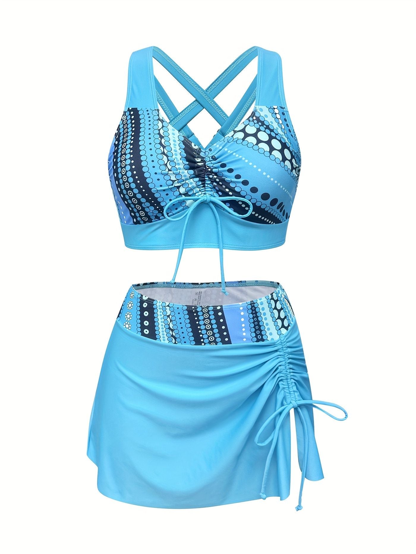 Ladies' two-piece sky blue quick drying bikini swimsuit covers flesh and appears slim - Premium Swimsuit Set from Doba - Just $34.23! Shop now at Handbags Specialist Headquarter