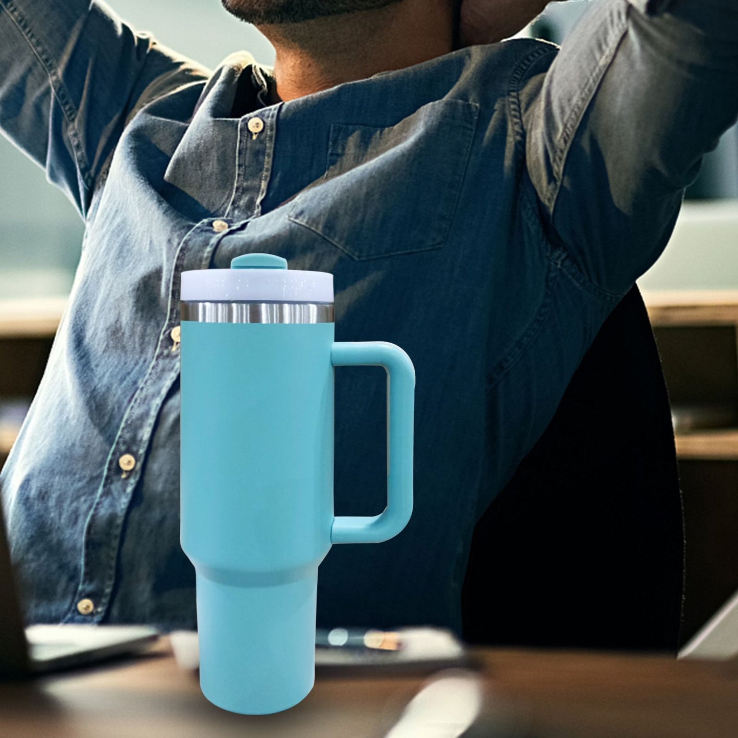 40oz V2 large capacity tumbler, With Handle And Straw Lid, Insulated Reusable Stainless Steel Water Bottles Travel Mug Coffee Cup car cup water cup For Men Women Outdoor Camping Driving, gift - Premium Water Bottles from Doba - Just $31.60! Shop now at Handbags Specialist Headquarter