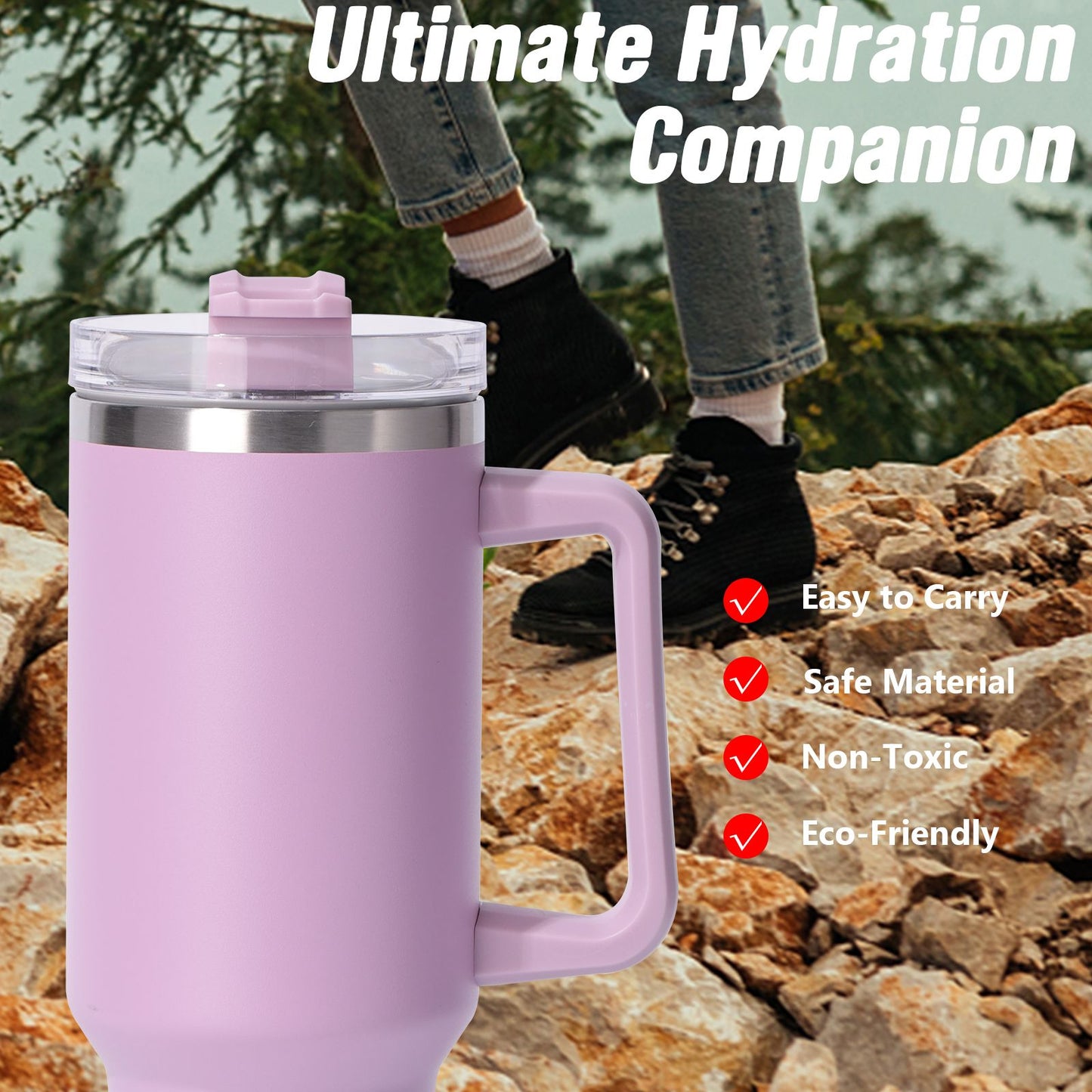 40oz large capacity tumbler, With Handle And Straw Lid, Insulated Reusable Stainless Steel Water Bottles Travel Mug Coffee Cup car cup water cup For Men Women Outdoor Camping Driving, gift - Premium Water Bottles from Doba - Just $31.60! Shop now at Handbags Specialist Headquarter