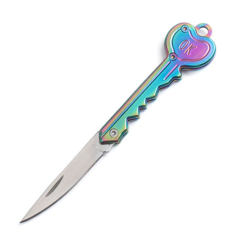 OK Foldable Knife Key Chain Mini Pocket Knife Box Cutter Keychain Pendant Color Handle Decoration - Premium Key chain from Doba - Just $19.08! Shop now at Handbags Specialist Headquarter