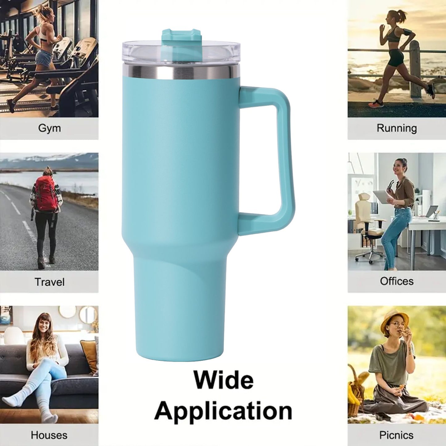 40oz large capacity tumbler, With Handle And Straw Lid, Insulated Reusable Stainless Steel Water Bottles Travel Mug Coffee Cup car cup water cup For Men Women Outdoor Camping Driving, gift - Premium Water Bottles from Doba - Just $31.60! Shop now at Handbags Specialist Headquarter