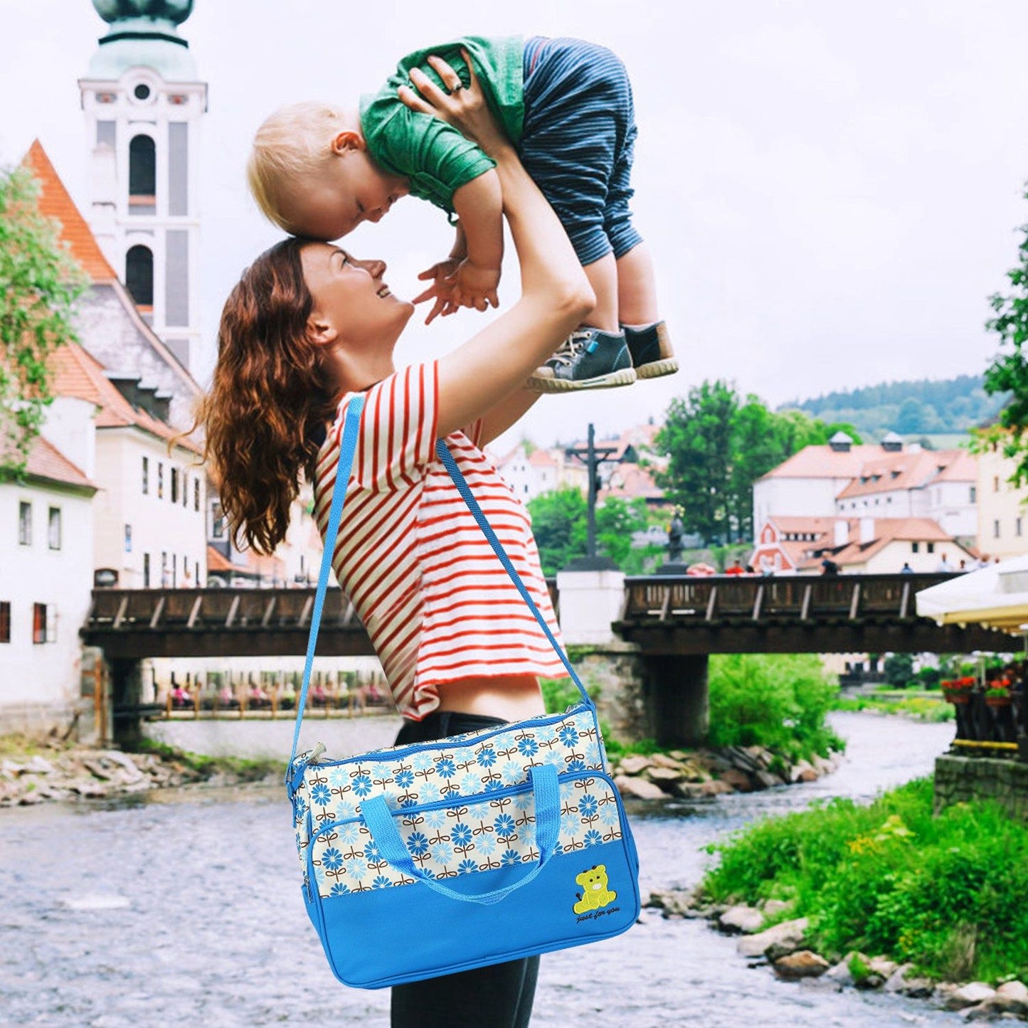 5PCS Baby Nappy Diaper Bags Set Mummy Diaper Shoulder Bags w/ Nappy Changing Pad Insulated Pockets Travel Tote Bags - Premium Tote Bags from Doba - Just $70.62! Shop now at Handbags Specialist Headquarter