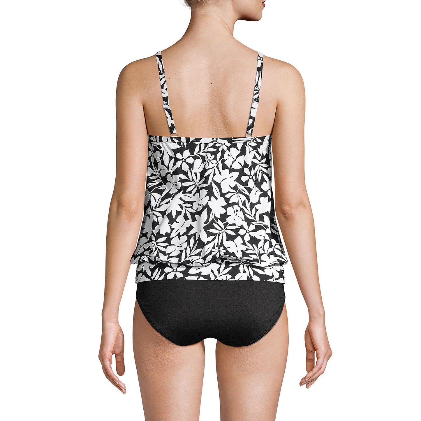 New black and white printed women's split type Tankini set with conservative style, covering the belly and showing off thinness - Premium Swimsuit Set from Doba - Just $31.10! Shop now at Handbags Specialist Headquarter