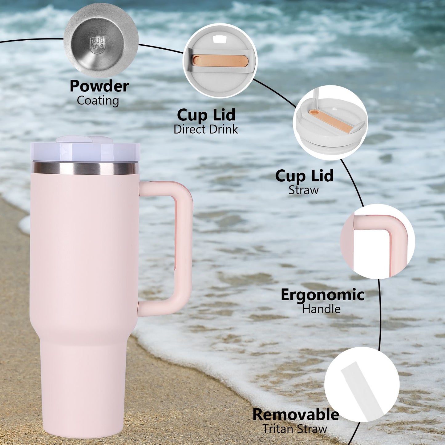 40oz V2 large capacity tumbler, With Handle And Straw Lid, Insulated Reusable Stainless Steel Water Bottles Travel Mug Coffee Cup car cup water cup For Men Women Outdoor Camping Driving, gift - Premium Water Bottles from Doba - Just $31.60! Shop now at Handbags Specialist Headquarter