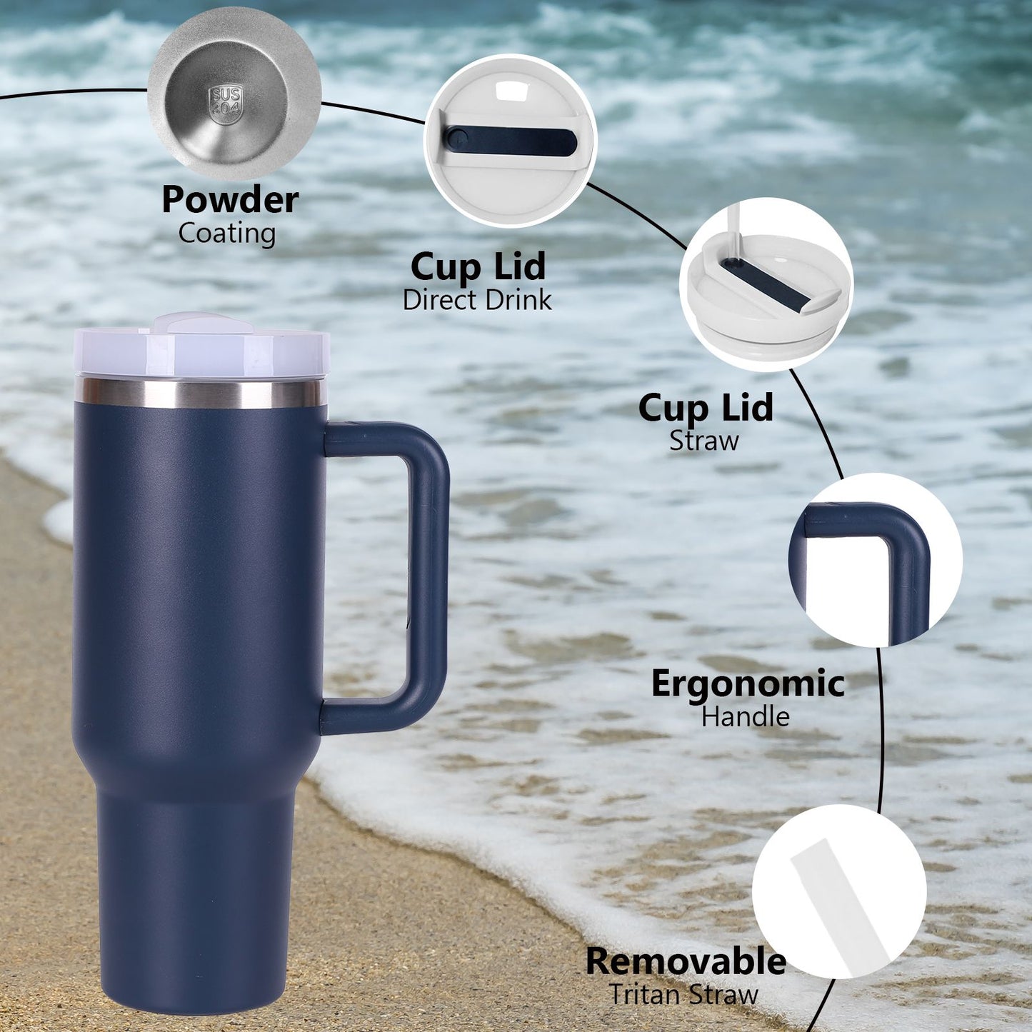 40oz V2 large capacity tumbler, With Handle And Straw Lid, Insulated Reusable Stainless Steel Water Bottles Travel Mug Coffee Cup car cup water cup For Men Women Outdoor Camping Driving, gift - Premium Water Bottles from Doba - Just $31.60! Shop now at Handbags Specialist Headquarter
