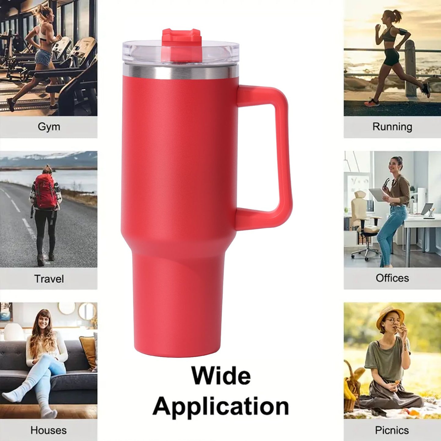 40oz large capacity tumbler, With Handle And Straw Lid, Insulated Reusable Stainless Steel Water Bottles Travel Mug Coffee Cup car cup water cup For Men Women Outdoor Camping Driving, gift - Premium Water Bottles from Doba - Just $31.60! Shop now at Handbags Specialist Headquarter