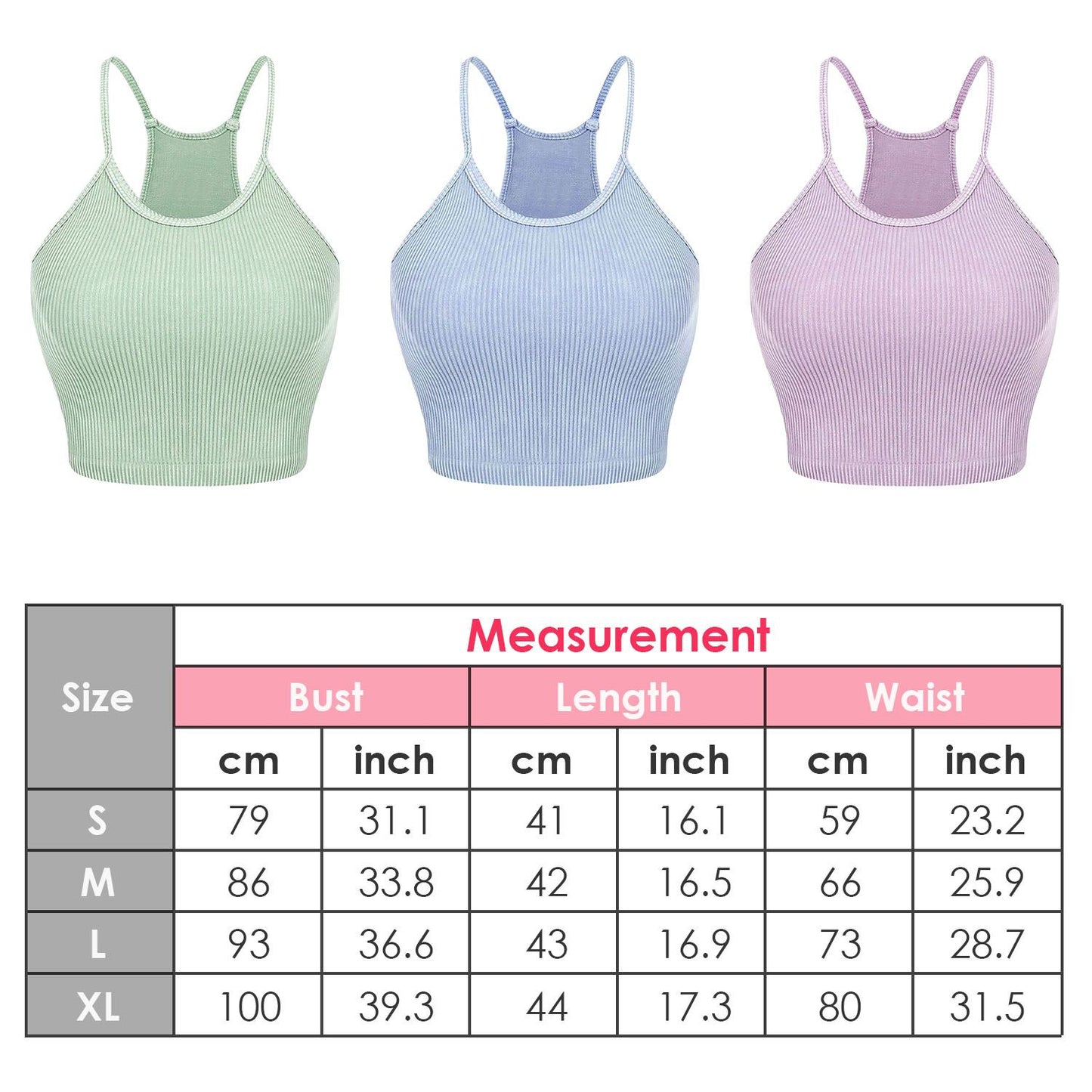 3 Pack Women Crop Basic Tank Top Ribbed Knit Sleeveless Round Neck 9 Color Machine Wash Summer Crop S to XL - Premium Tops from Doba - Just $55.80! Shop now at Handbags Specialist Headquarter