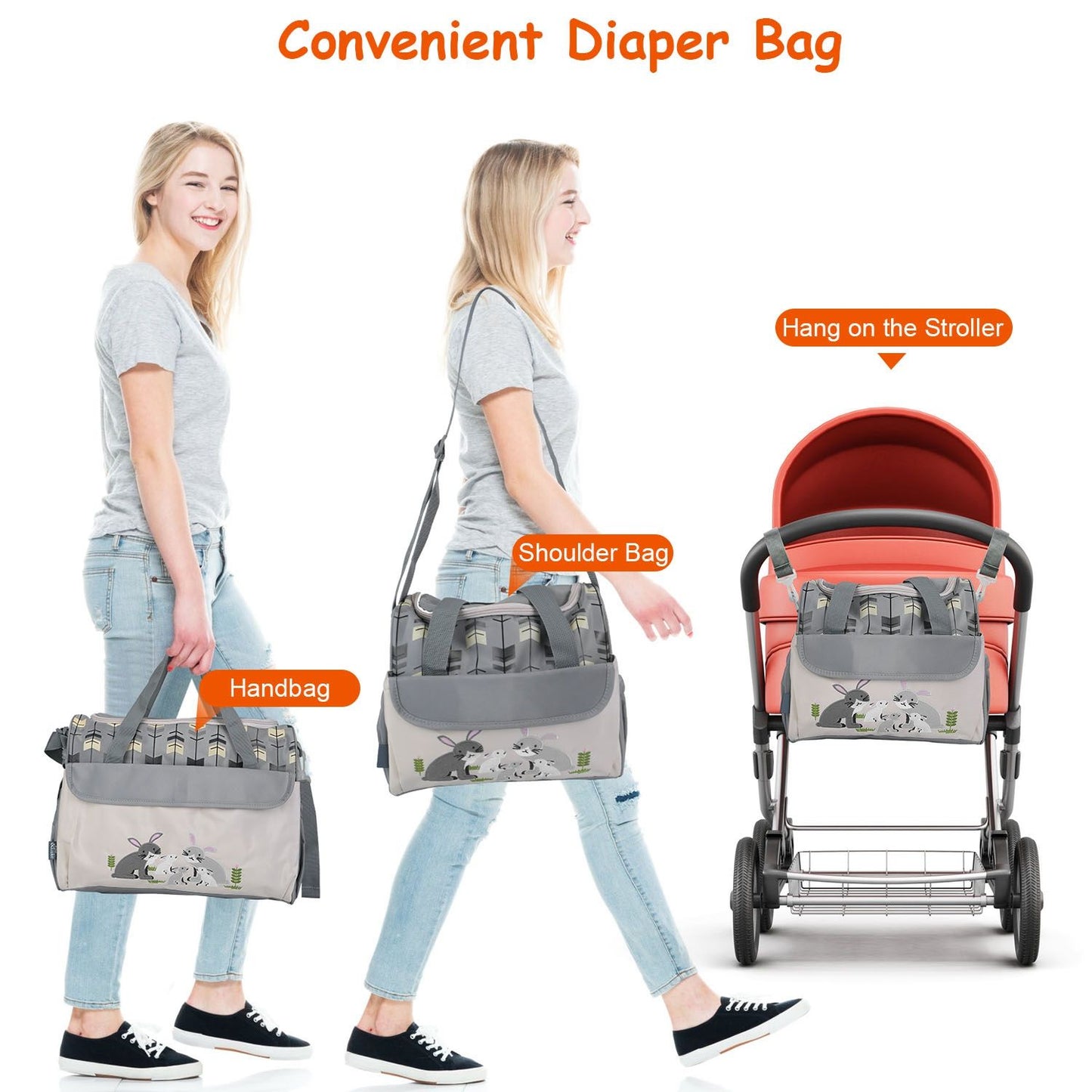 11Pcs Baby Nappy Diaper Bags Set for Mom Dad Mummy Shoulder Bags Multifunctional Diaper Handbags with Food Bag Bottle Bag Diaper Pad Burp Cloth 2 Hook Straps - Premium Diaper Bags Set from Doba - Just $112.54! Shop now at Handbags Specialist Headquarter