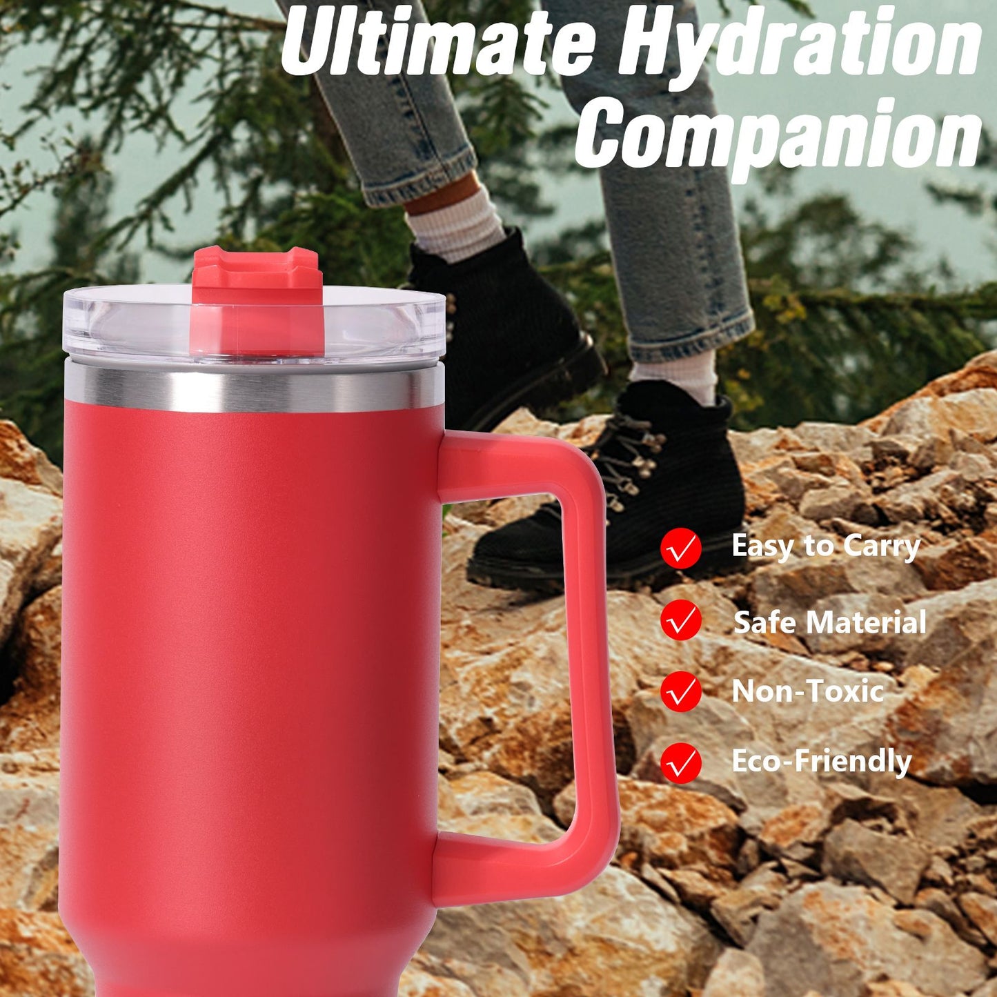 40oz large capacity tumbler, With Handle And Straw Lid, Insulated Reusable Stainless Steel Water Bottles Travel Mug Coffee Cup car cup water cup For Men Women Outdoor Camping Driving, gift - Premium Water Bottles from Doba - Just $31.60! Shop now at Handbags Specialist Headquarter