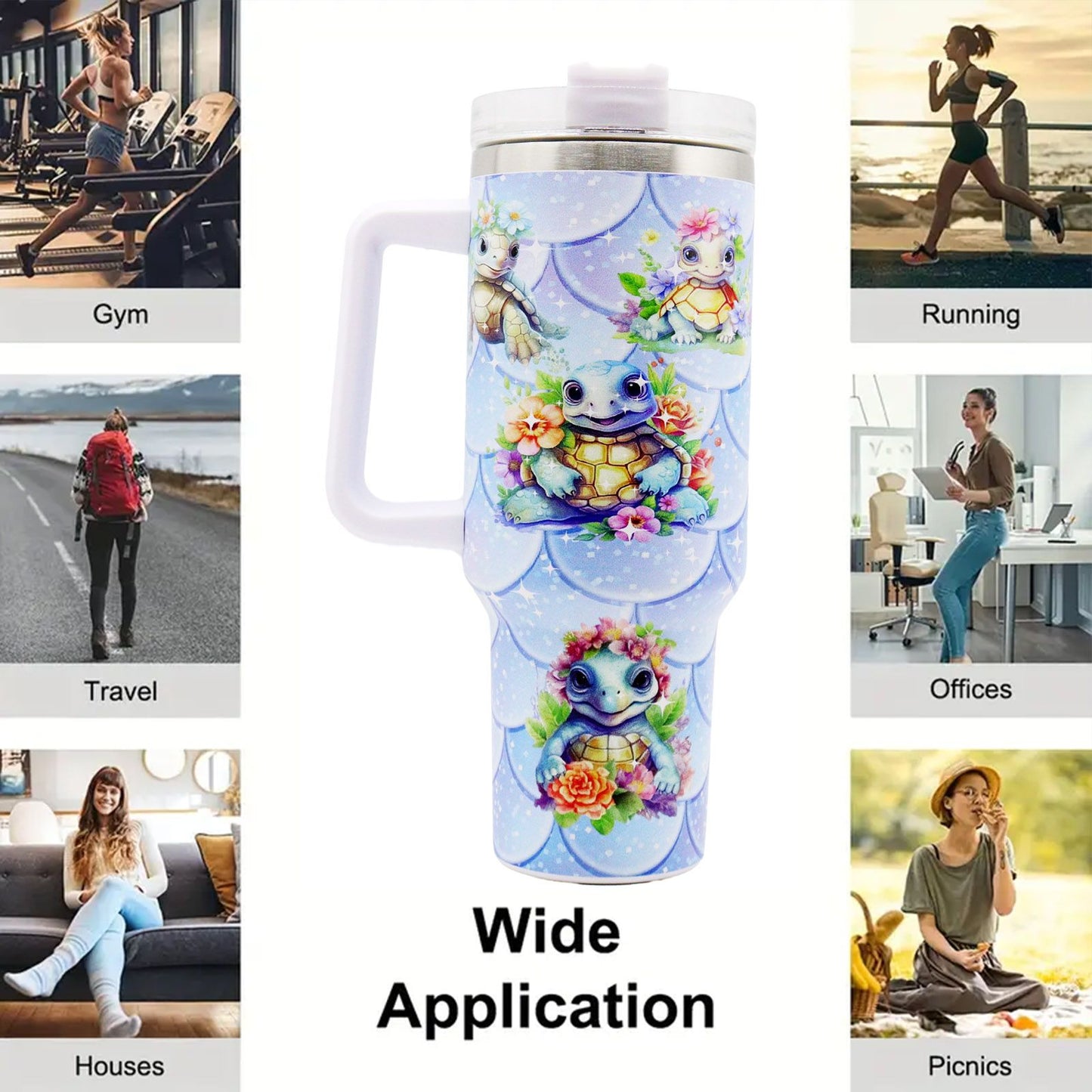 1pc 40oz Water Bottles,5D Little Turtle Series Tumbler,Large Capacity Stainless Steel Tumbler Insulation Cup With Lid And Straw For Women,Camping,Driving,skiing,Thermocoolers.Best Gift - Premium Water Bottles from Doba - Just $31.60! Shop now at Handbags Specialist Headquarter