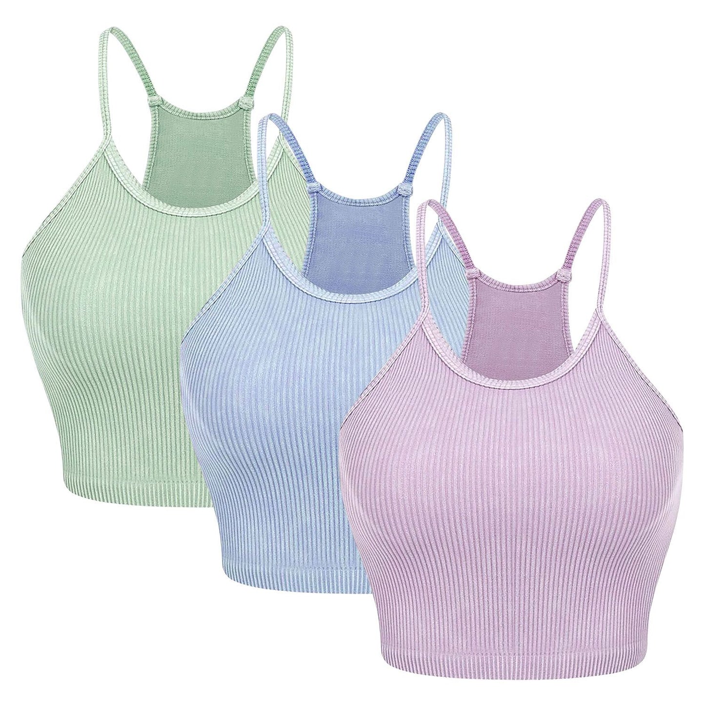 3 Pack Women Crop Basic Tank Top Ribbed Knit Sleeveless Round Neck 9 Color Machine Wash Summer Crop S to XL - Premium Tops from Doba - Just $55.80! Shop now at Handbags Specialist Headquarter