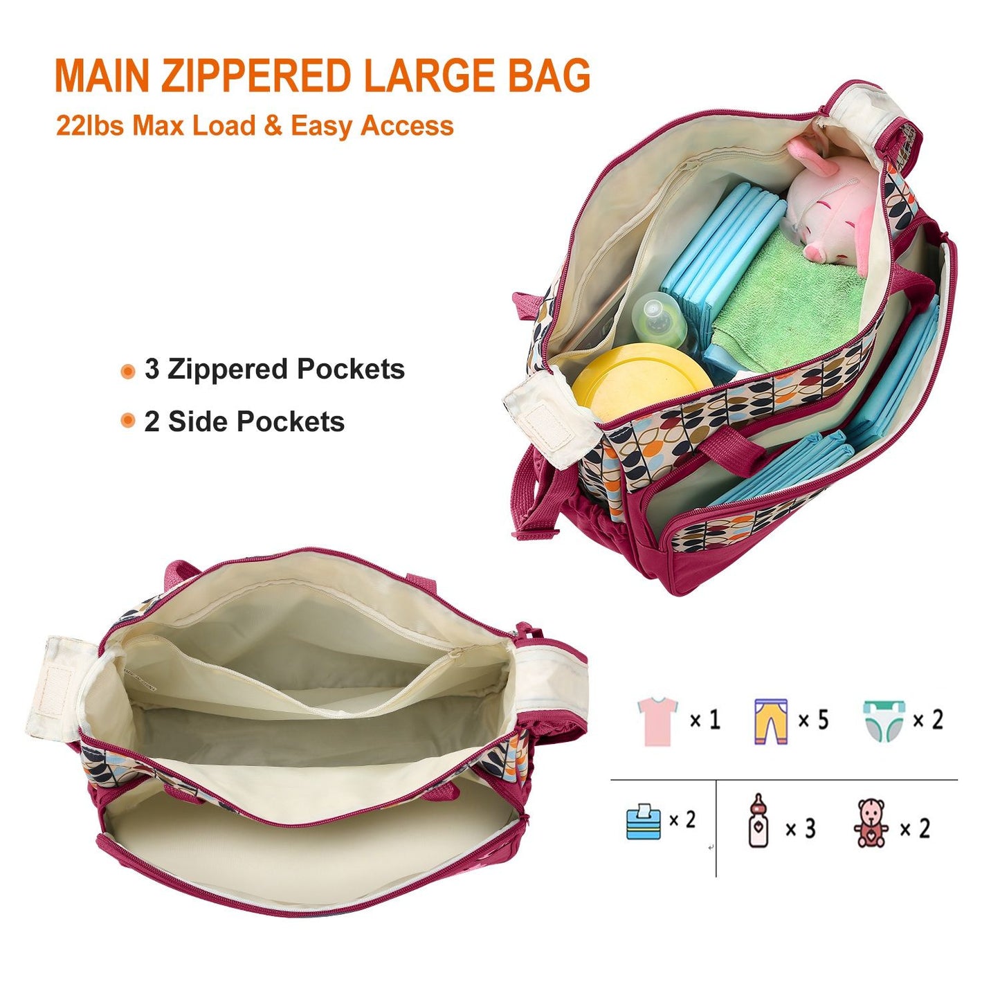 5PCS Baby Nappy Diaper Bags Set Mummy Diaper Shoulder Bags w/ Nappy Changing Pad Insulated Pockets Travel Tote Bags - Premium Tote Bags from Doba - Just $70.62! Shop now at Handbags Specialist Headquarter