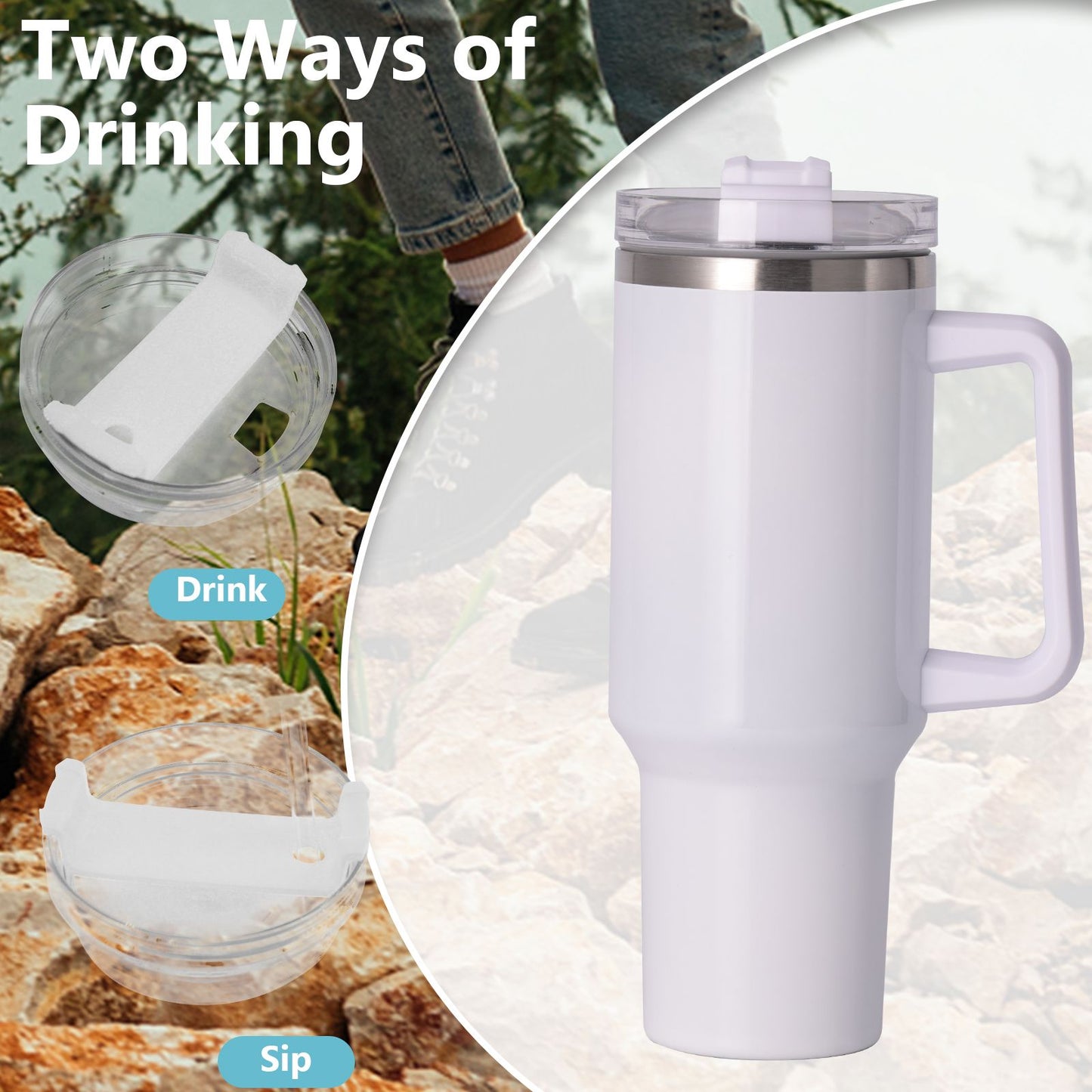 40oz large capacity tumbler With Handle And Straw Lid, Insulated Reusable Stainless Steel Water Bottles Travel Mug Coffee Cup car cup water cup For Men Women Outdoor Camping Driving, gift - Premium Water Bottles from Doba - Just $31.60! Shop now at Handbags Specialist Headquarter