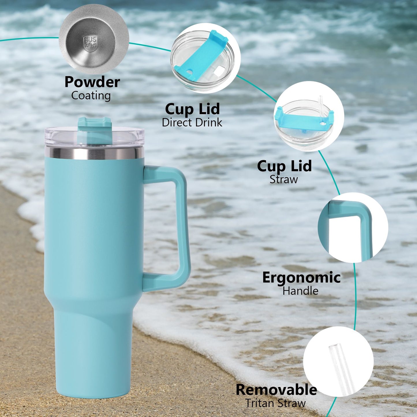 40oz large capacity tumbler, With Handle And Straw Lid, Insulated Reusable Stainless Steel Water Bottles Travel Mug Coffee Cup car cup water cup For Men Women Outdoor Camping Driving, gift - Premium Water Bottles from Doba - Just $31.60! Shop now at Handbags Specialist Headquarter
