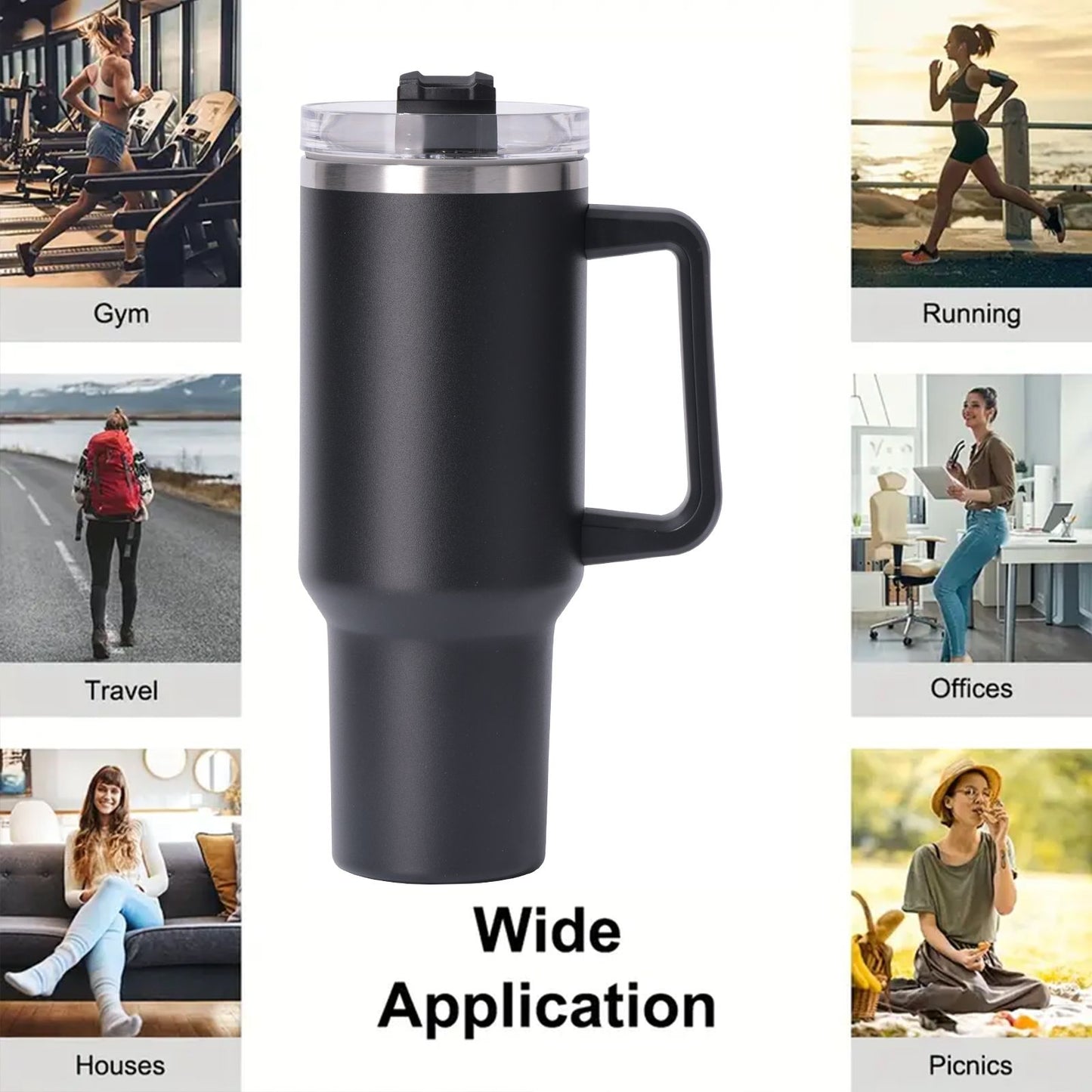 40oz large capacity tumbler With Handle And Straw Lid, Insulated Reusable Stainless Steel Water Bottles Travel Mug Coffee Cup car cup water cup For Men Women Outdoor Camping Driving, gift - Premium Water Bottles from Doba - Just $31.60! Shop now at Handbags Specialist Headquarter