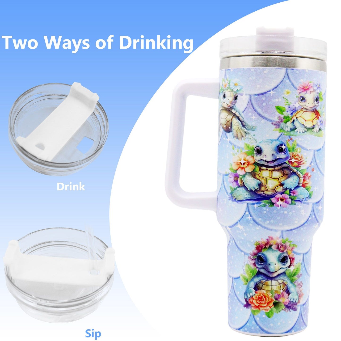 1pc 40oz Water Bottles,5D Little Turtle Series Tumbler,Large Capacity Stainless Steel Tumbler Insulation Cup With Lid And Straw For Women,Camping,Driving,skiing,Thermocoolers.Best Gift - Premium Water Bottles from Doba - Just $31.60! Shop now at Handbags Specialist Headquarter
