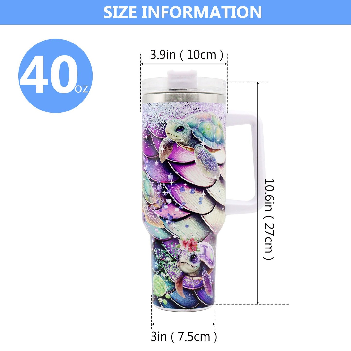 1pc 40oz Water Bottles,5D Little Turtle Series Tumbler,Large Capacity Stainless Steel Tumbler Insulation Cup With Lid And Straw For Women,Camping,Driving,skiing,Thermocoolers.Best Gift - Premium Water Bottles from Doba - Just $31.60! Shop now at Handbags Specialist Headquarter