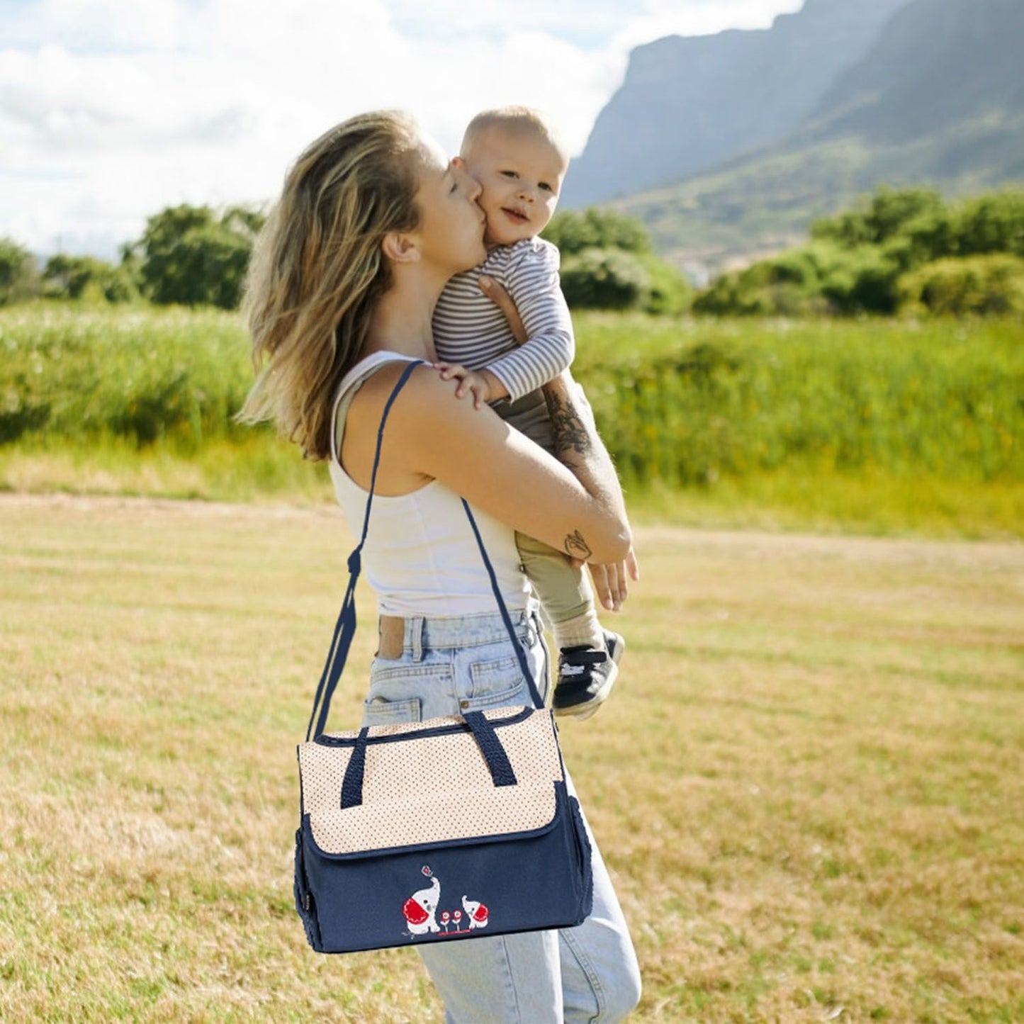 11Pcs Baby Nappy Diaper Bags Set for Mom Dad Mummy Shoulder Bags Multifunctional Diaper Handbags with Food Bag Bottle Bag Diaper Pad Burp Cloth 2 Hook Straps - Premium Diaper Bags Set from Doba - Just $112.54! Shop now at Handbags Specialist Headquarter