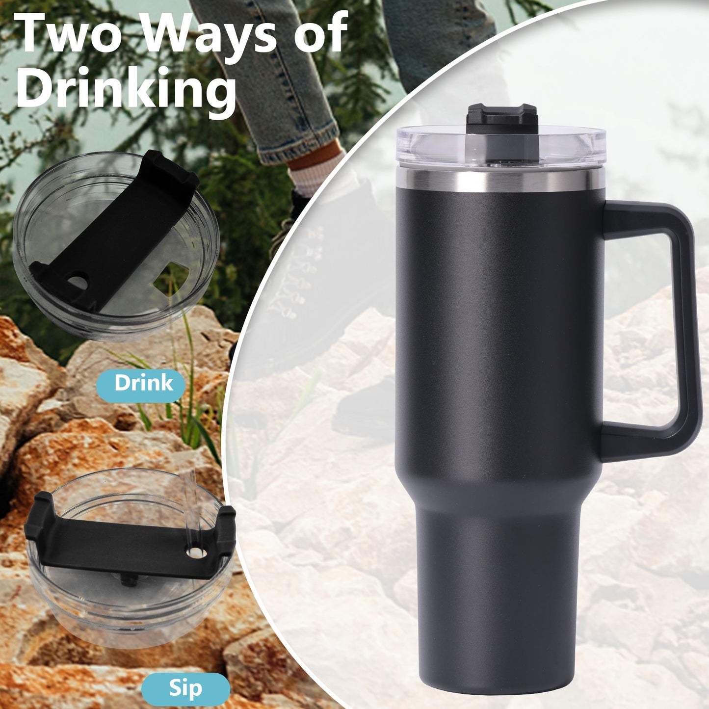 40oz large capacity tumbler With Handle And Straw Lid, Insulated Reusable Stainless Steel Water Bottles Travel Mug Coffee Cup car cup water cup For Men Women Outdoor Camping Driving, gift - Premium Water Bottles from Doba - Just $31.60! Shop now at Handbags Specialist Headquarter