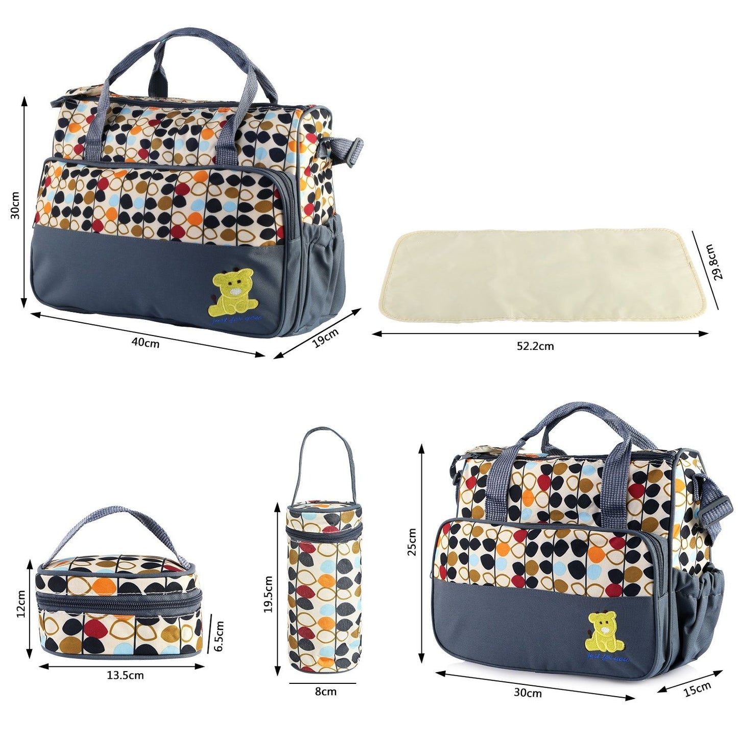 5PCS Baby Nappy Diaper Bags Set Mummy Diaper Shoulder Bags w/ Nappy Changing Pad Insulated Pockets Travel Tote Bags - Premium Tote Bags from Doba - Just $70.62! Shop now at Handbags Specialist Headquarter
