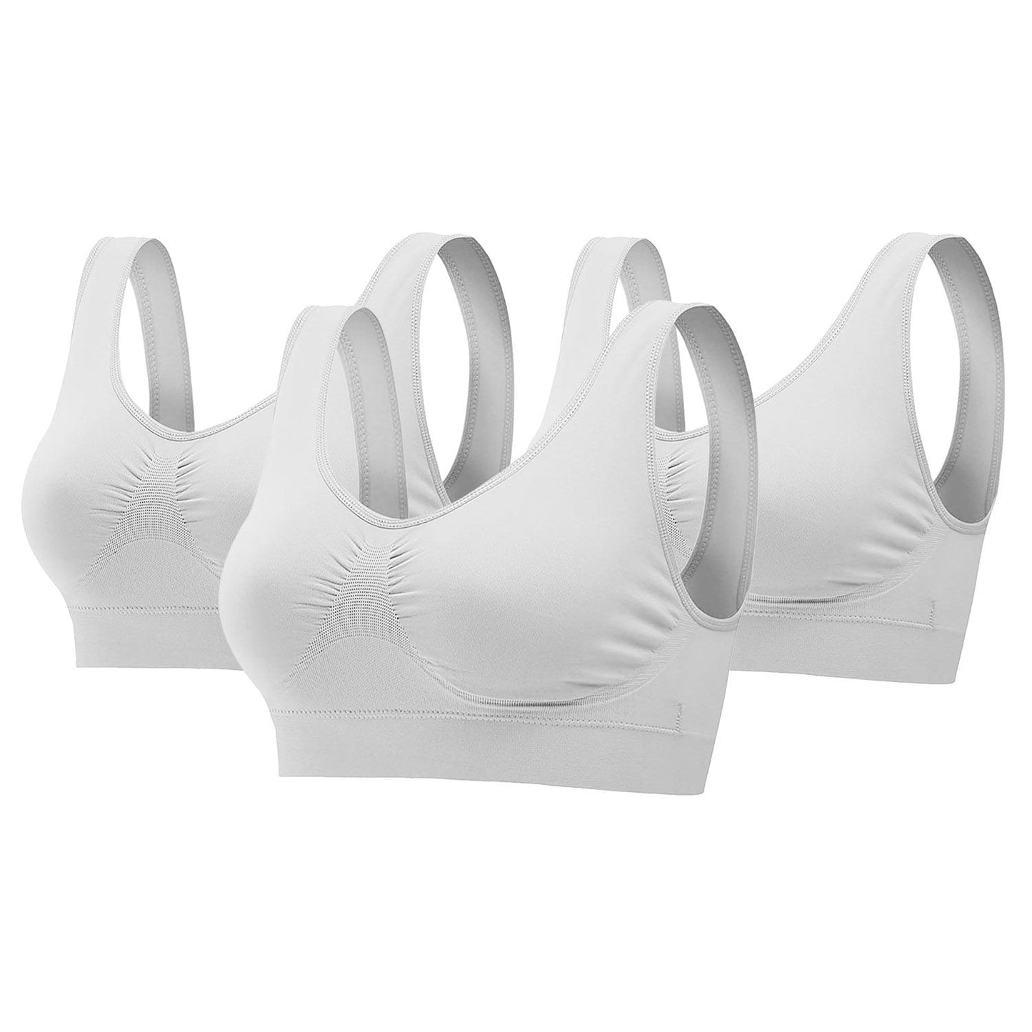 3 Pack Sport Bras For Women Seamless Wire free Bra Light Support Tank Tops For Fitness Workout Sports Yoga Sleep Wearing - Premium Tops from Doba - Just $32.50! Shop now at Handbags Specialist Headquarter