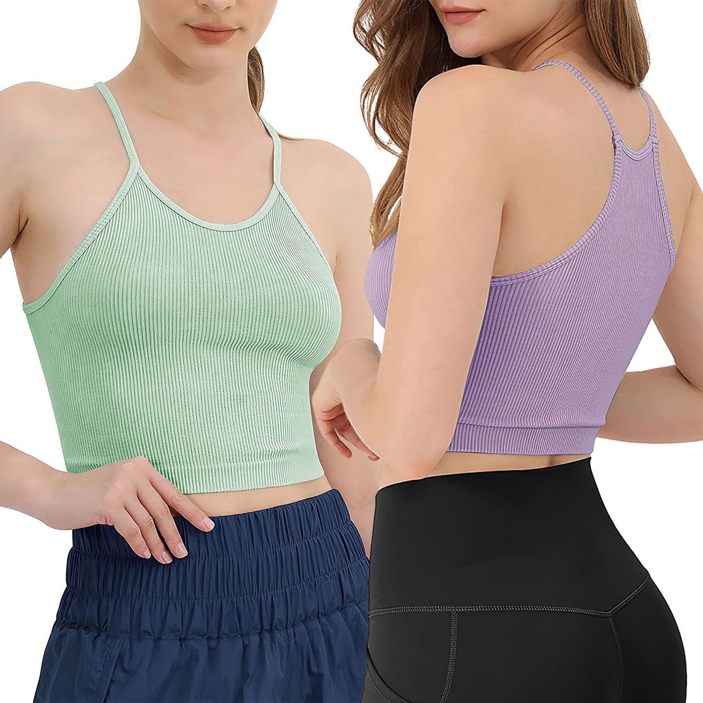 3 Pack Women Crop Basic Tank Top Ribbed Knit Sleeveless Round Neck 9 Color Machine Wash Summer Crop S to XL - Premium Tops from Doba - Just $55.80! Shop now at Handbags Specialist Headquarter